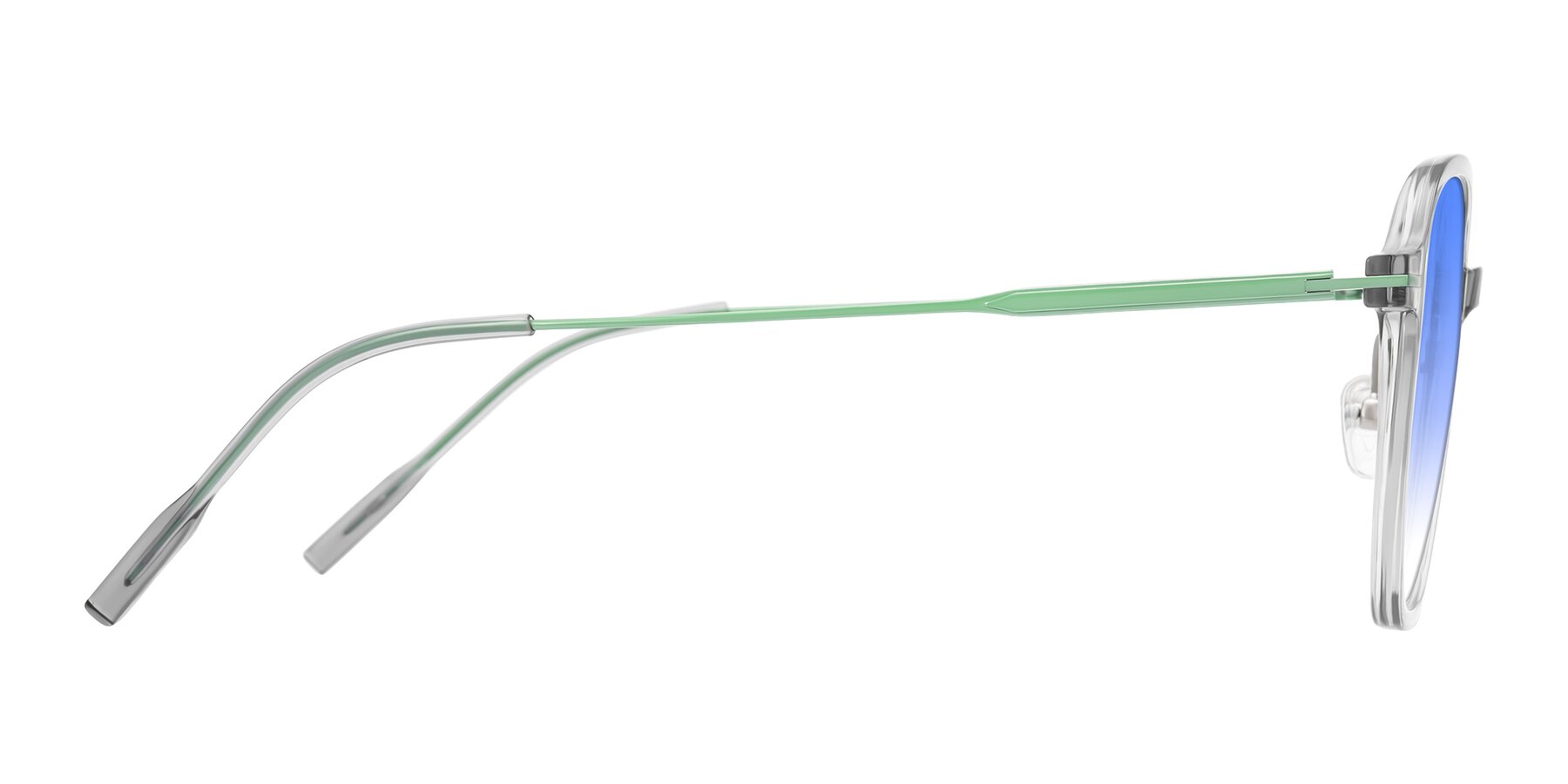 Side of Tulsah in Transparent Gray with Blue Gradient Lenses