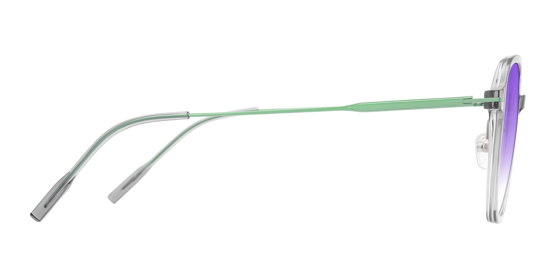 Side of Tulsah in Transparent Gray with Purple Gradient Lenses