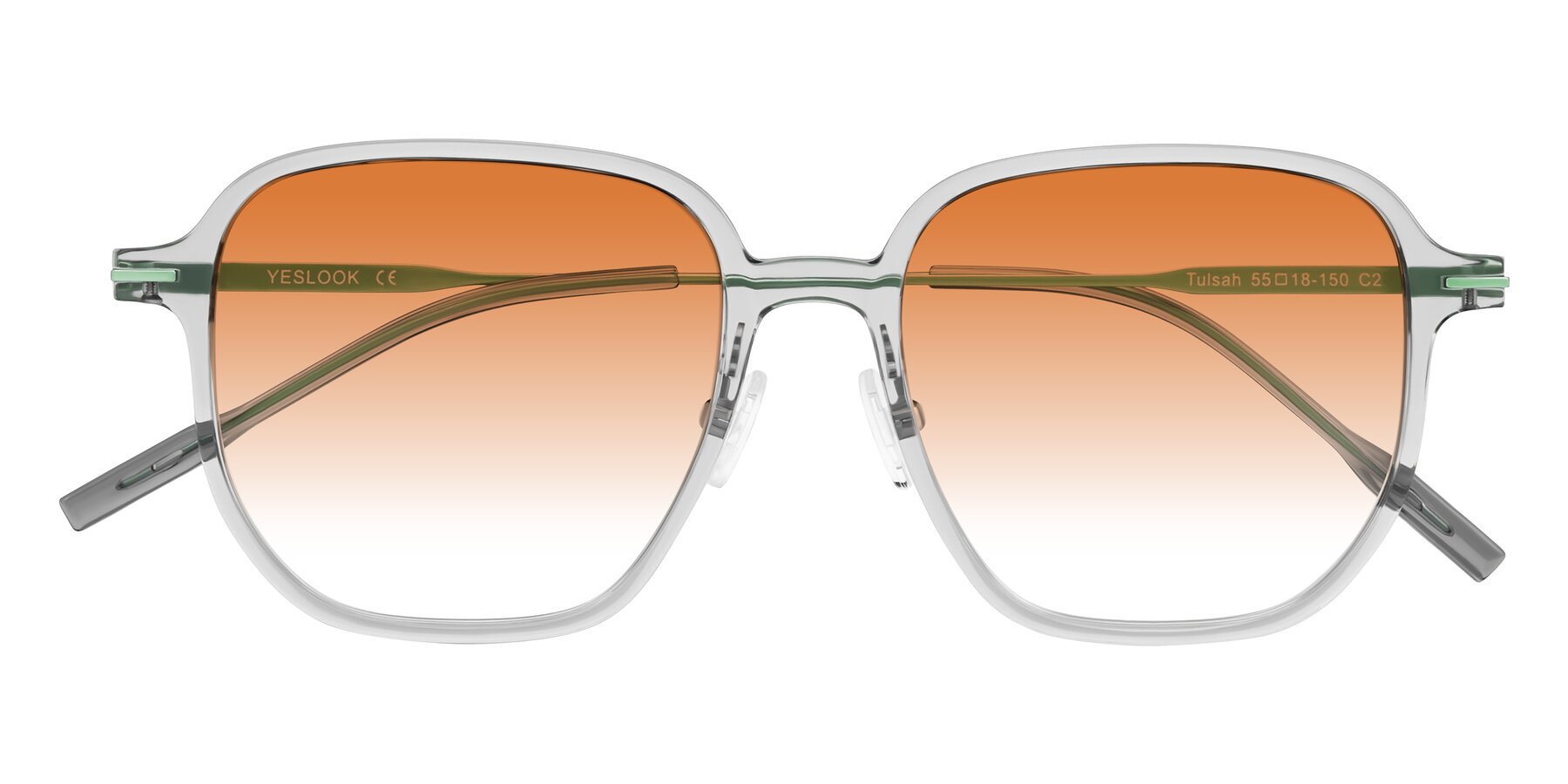 Folded Front of Tulsah in Transparent Gray with Orange Gradient Lenses