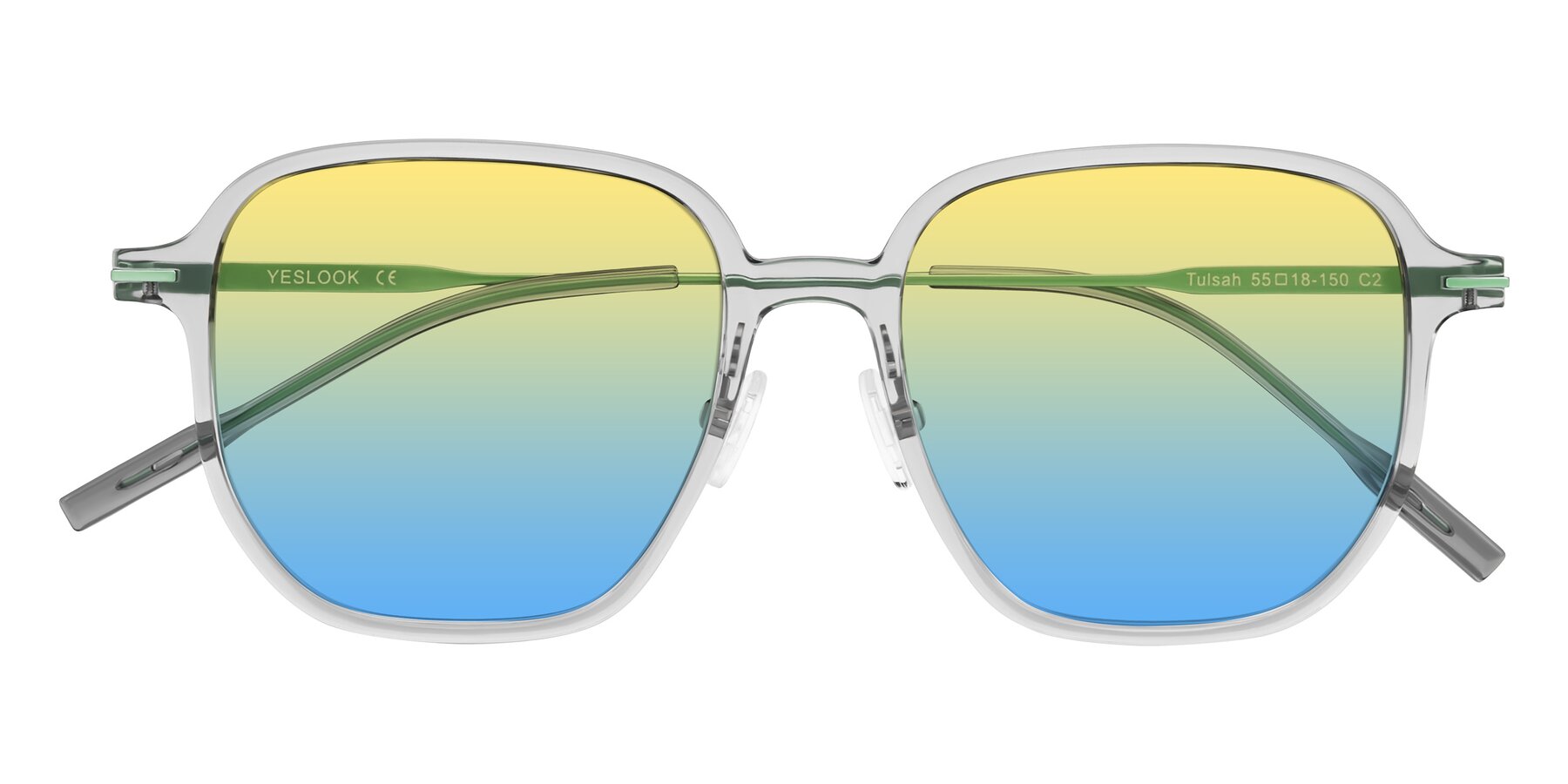 Folded Front of Tulsah in Transparent Gray with Yellow / Blue Gradient Lenses