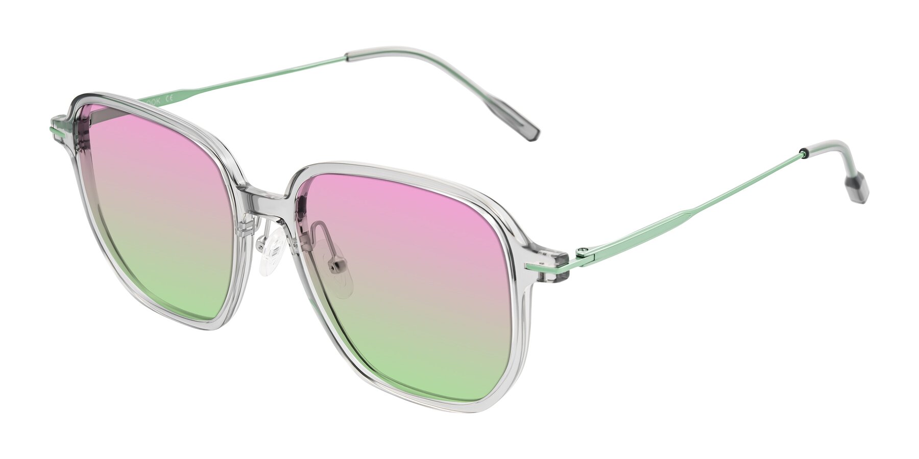 Angle of Tulsah in Transparent Gray with Pink / Green Gradient Lenses