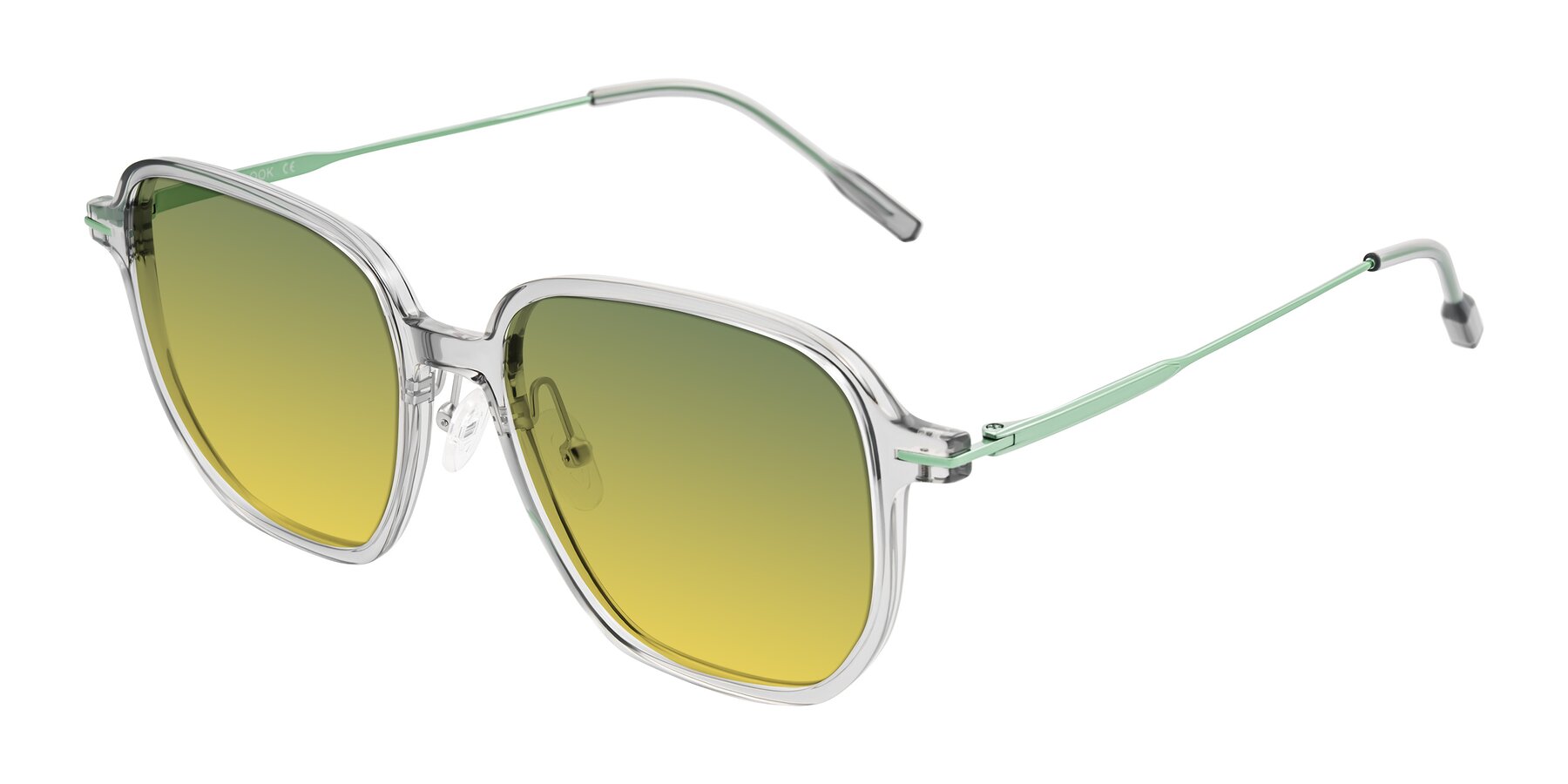 Angle of Tulsah in Transparent Gray with Green / Yellow Gradient Lenses