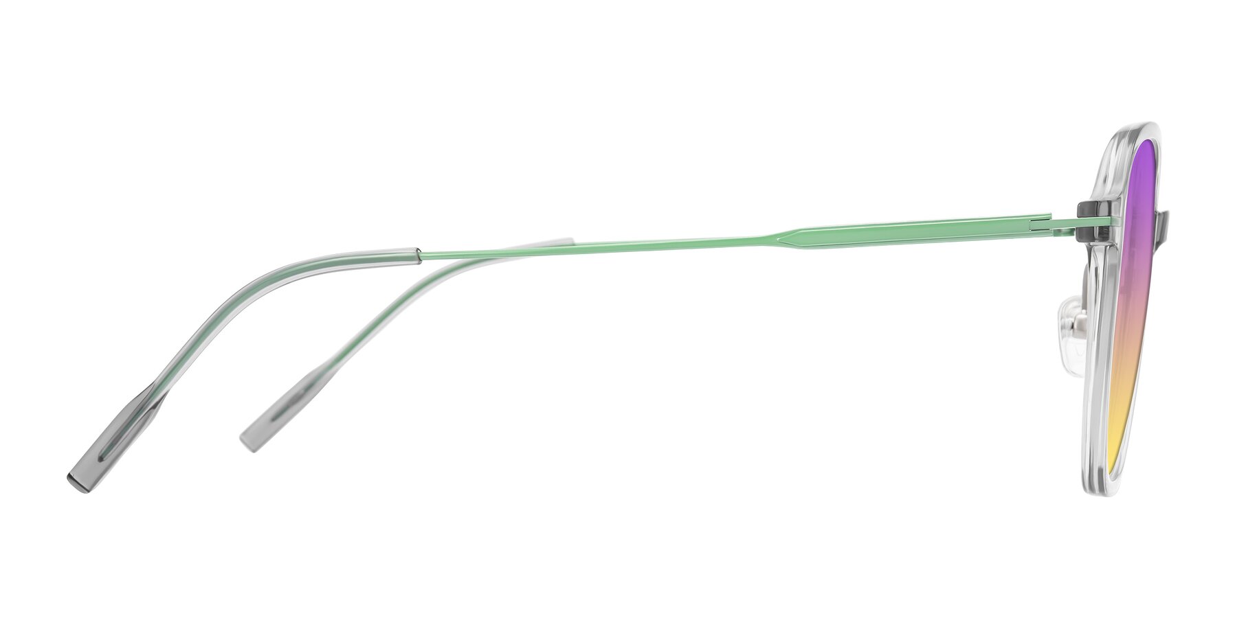 Side of Tulsah in Transparent Gray with Purple / Yellow Gradient Lenses