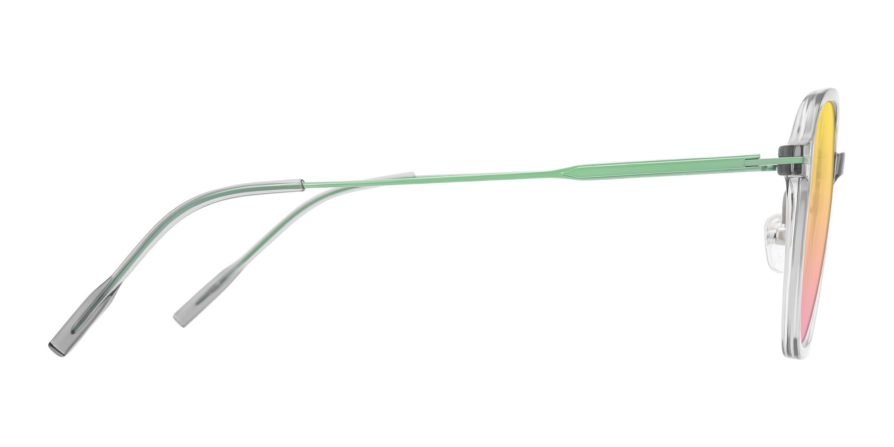 Side of Tulsah in Transparent Gray with Yellow / Pink Gradient Lenses