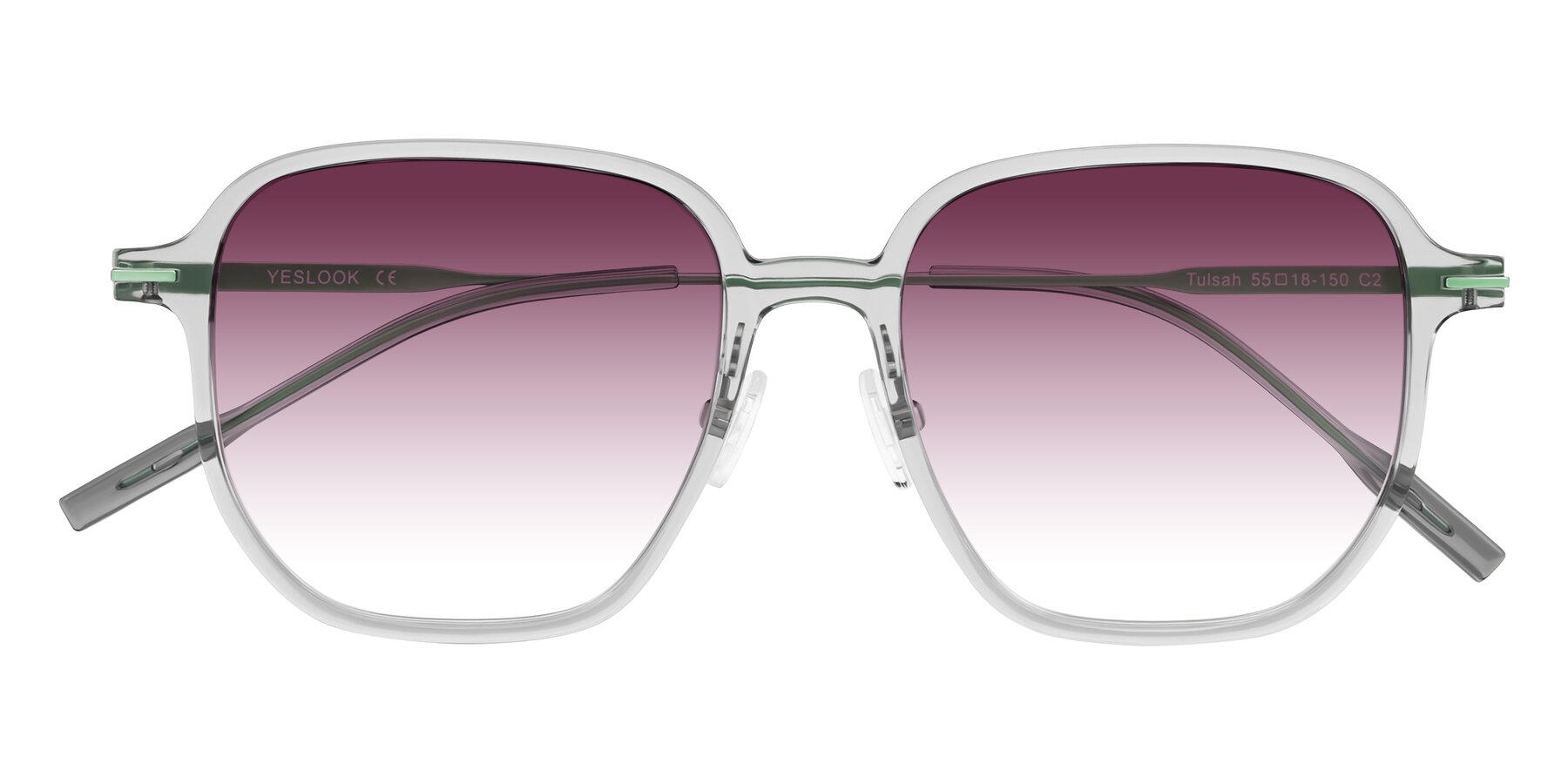 Folded Front of Tulsah in Transparent Gray with Wine Gradient Lenses