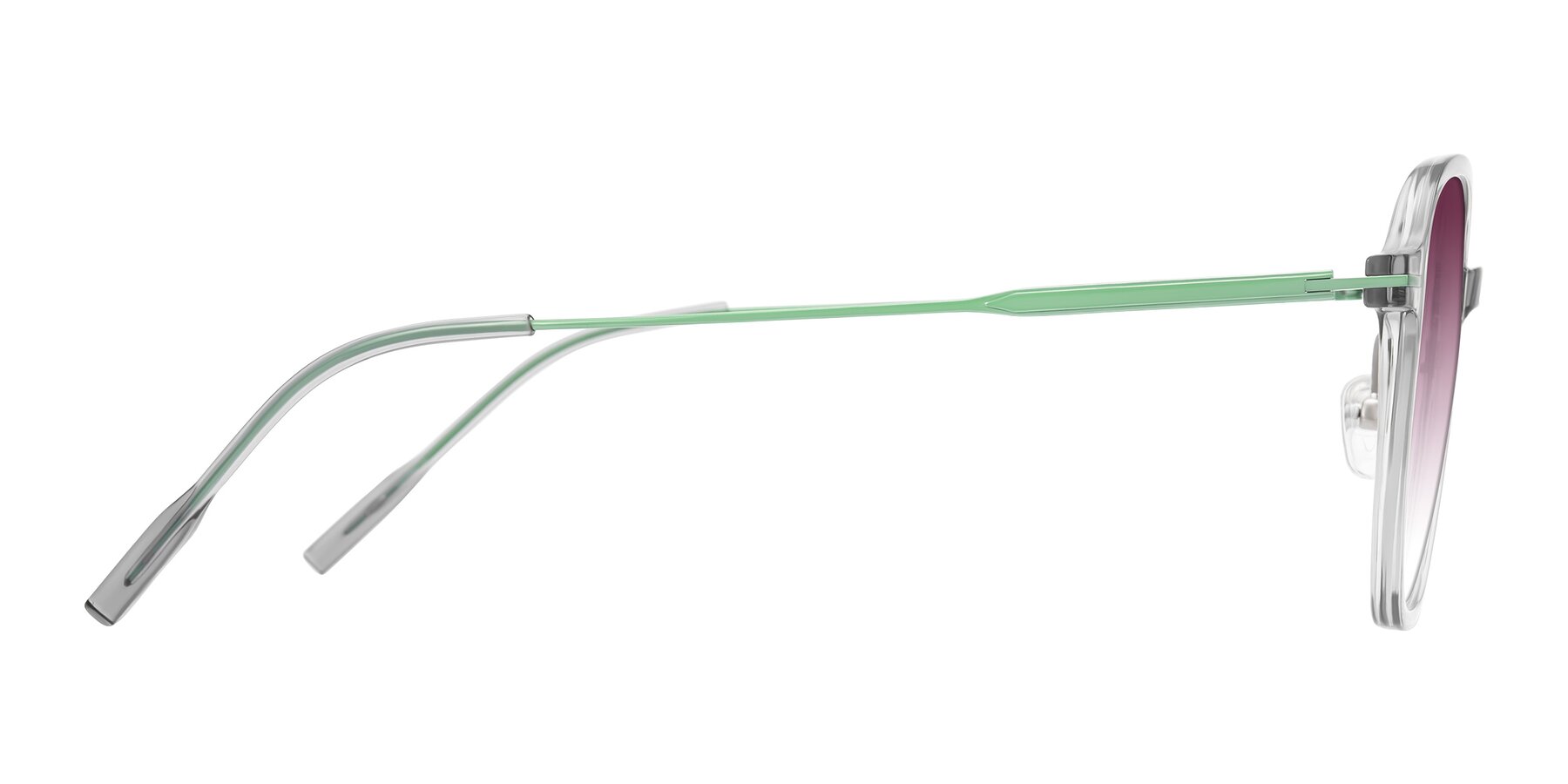 Side of Tulsah in Transparent Gray with Wine Gradient Lenses