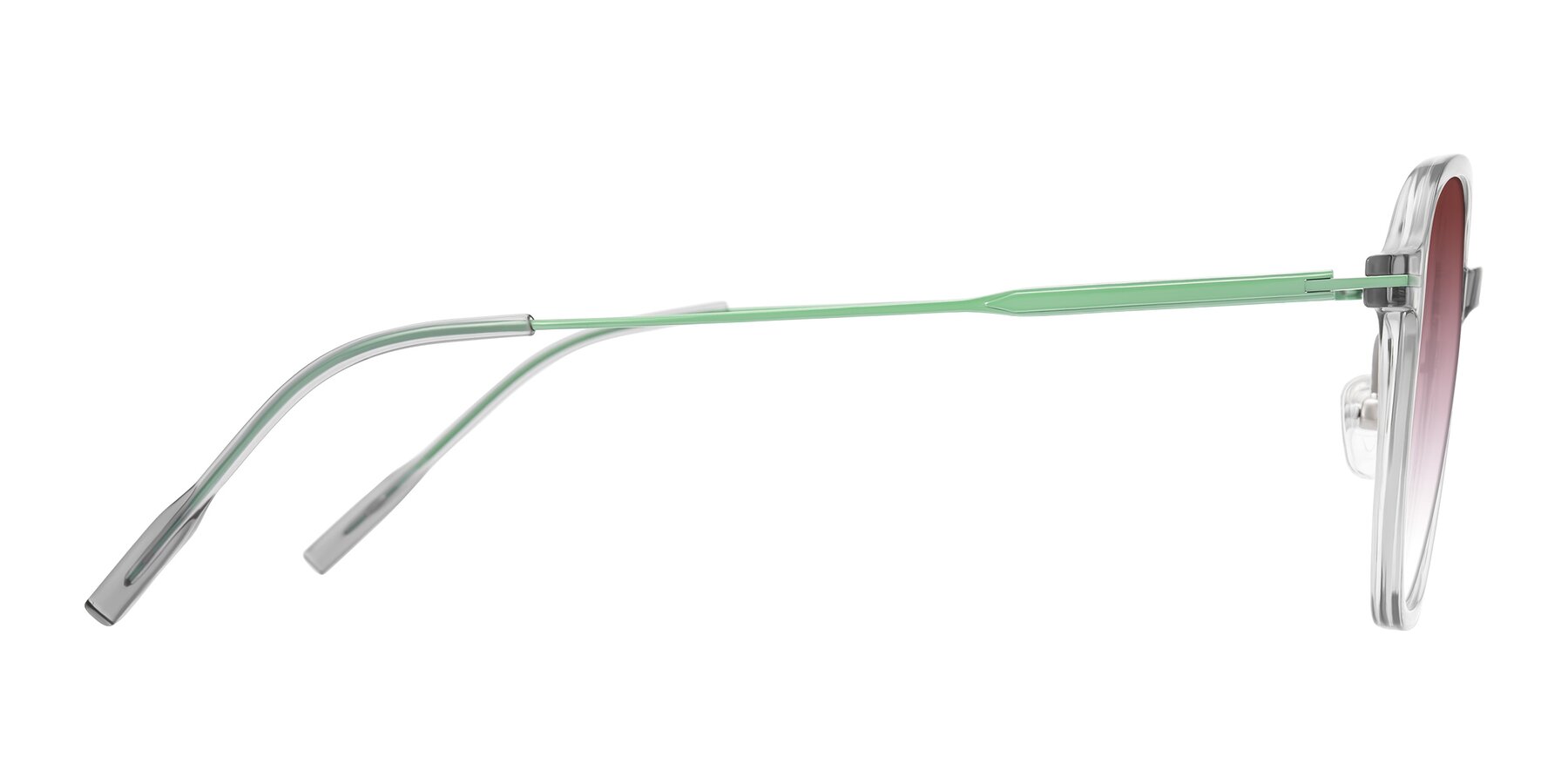 Side of Tulsah in Transparent Gray with Garnet Gradient Lenses