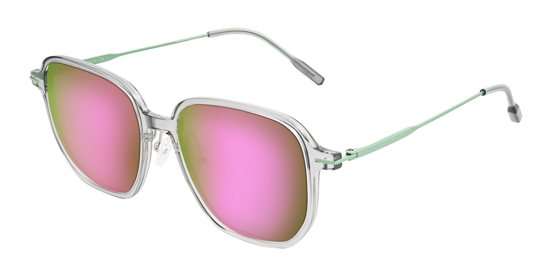 Angle of Tulsah in Transparent Gray with Pink Mirrored Lenses