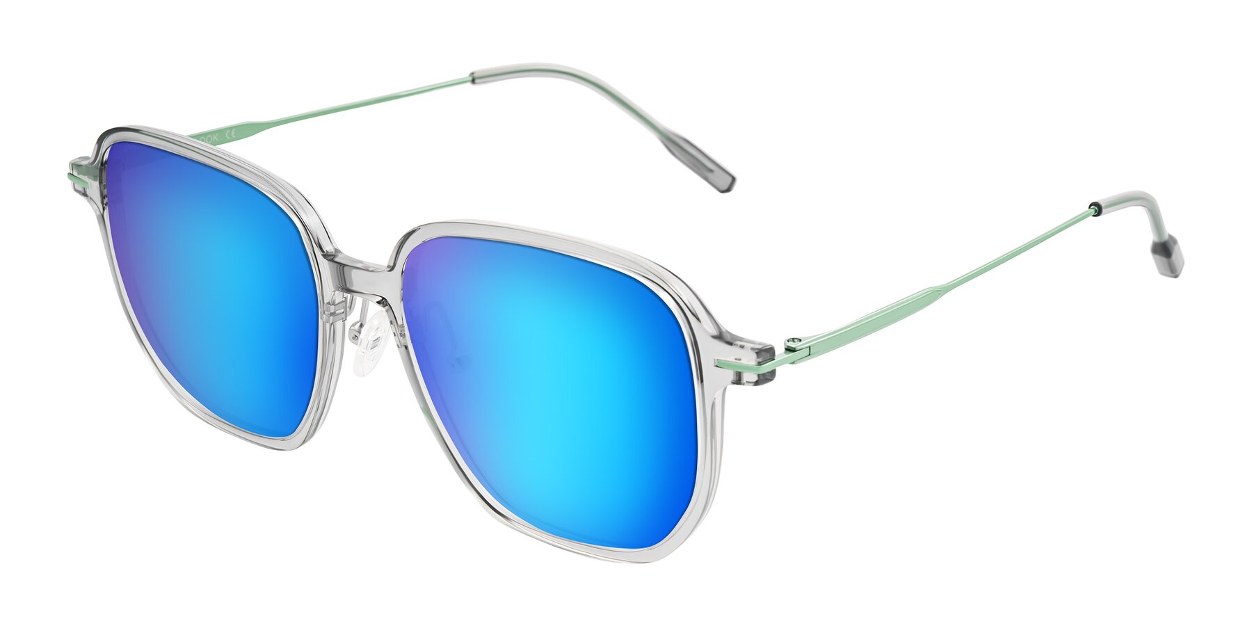 Angle of Tulsah in Transparent Gray with Blue Mirrored Lenses