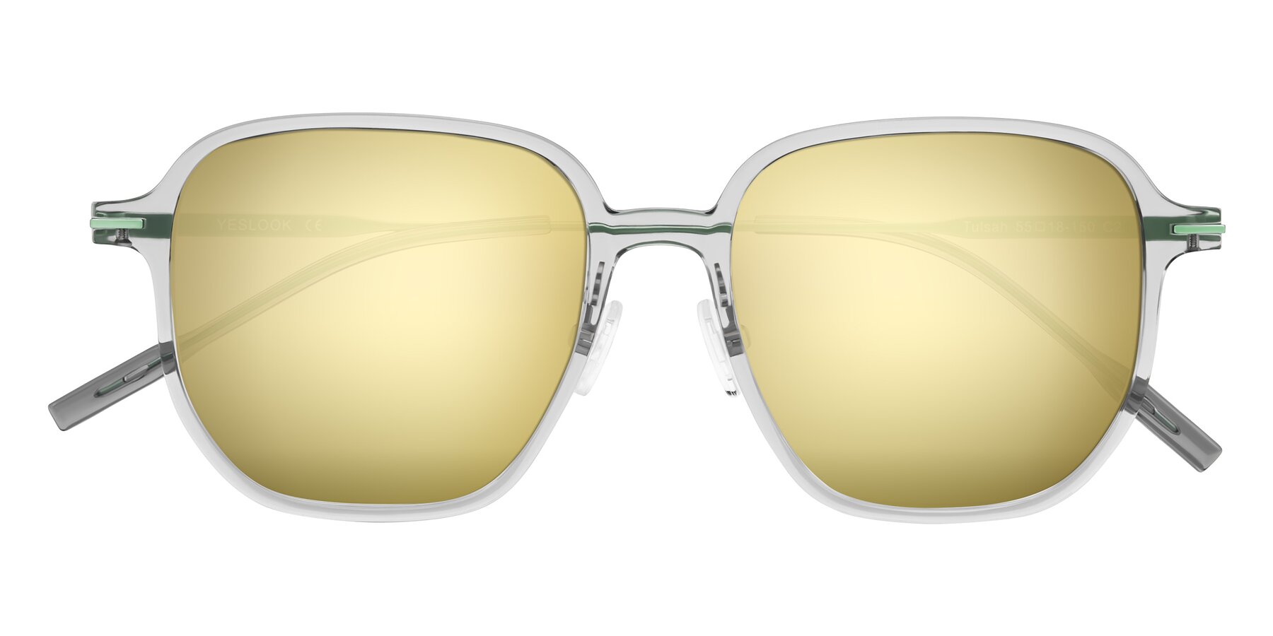 Folded Front of Tulsah in Transparent Gray with Gold Mirrored Lenses