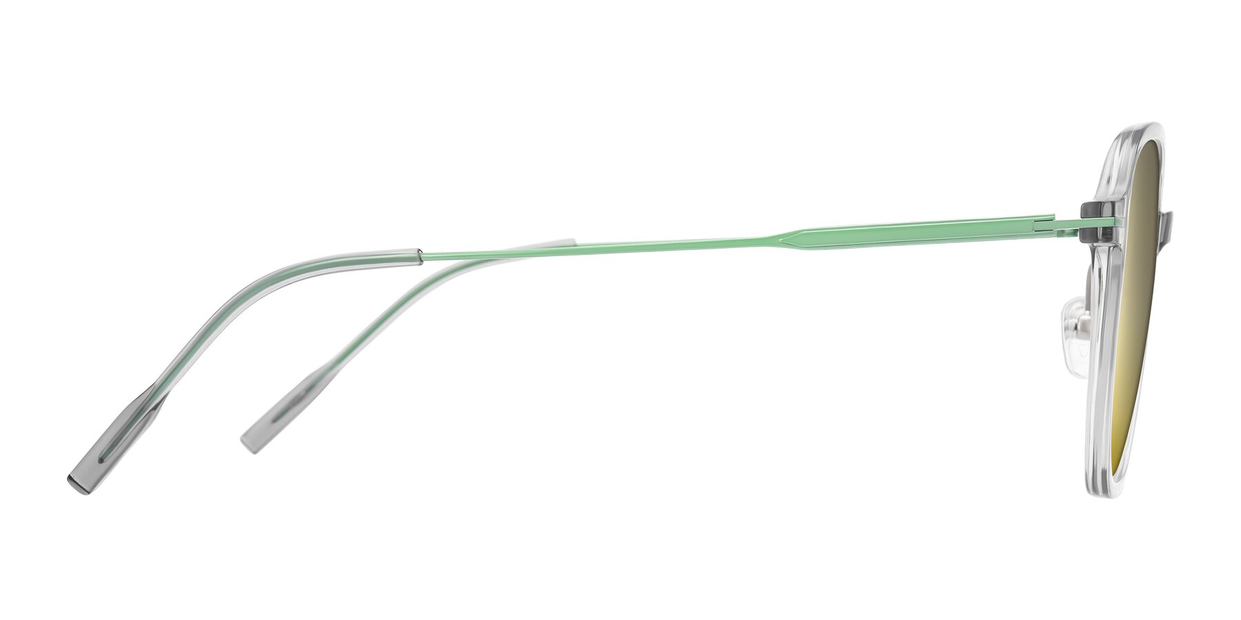 Side of Tulsah in Transparent Gray with Gold Mirrored Lenses
