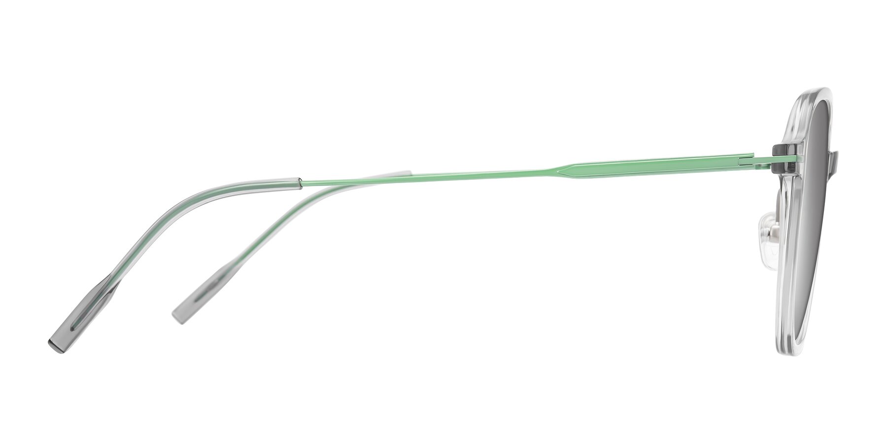 Side of Tulsah in Transparent Gray with Silver Mirrored Lenses