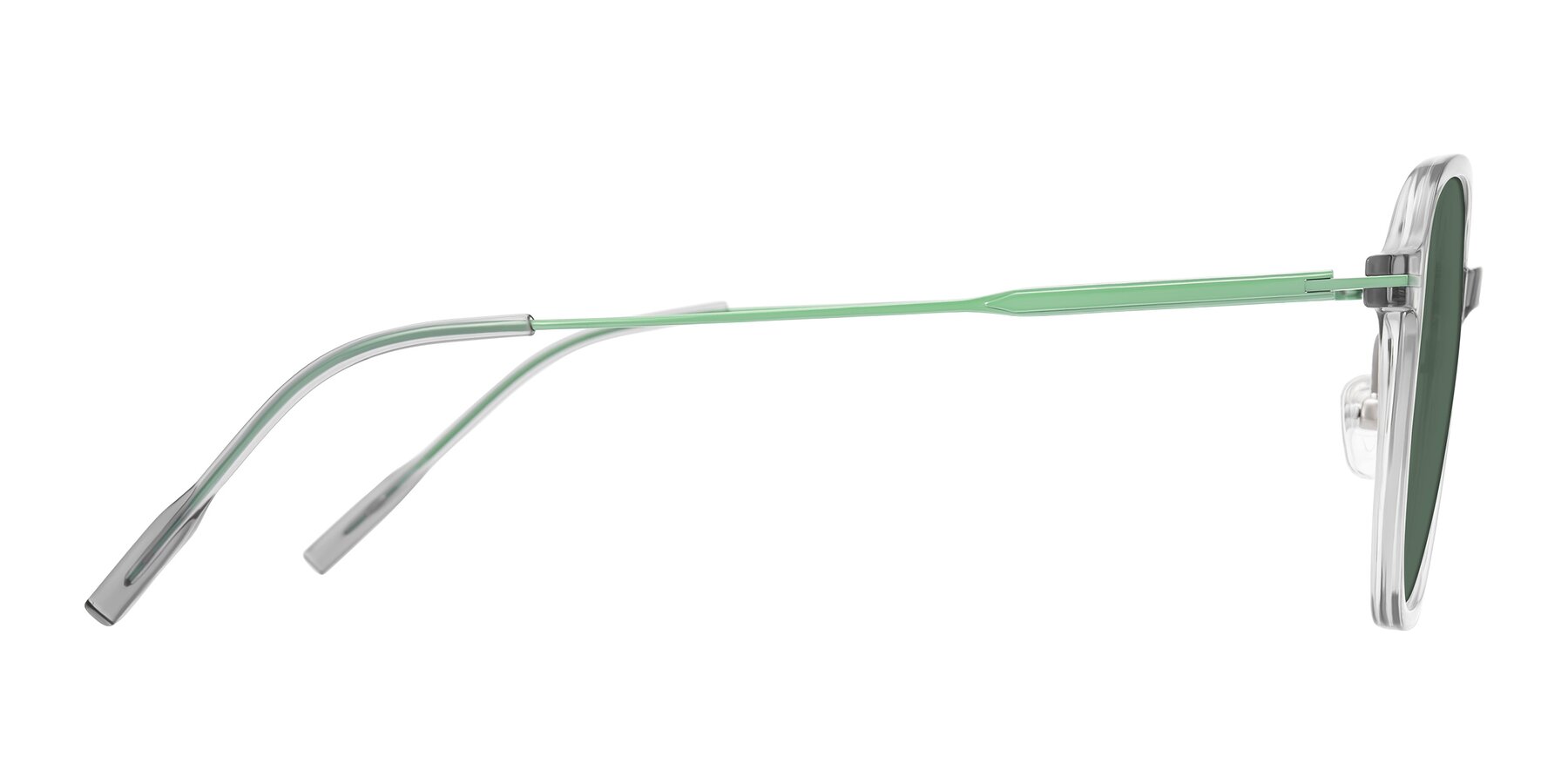 Side of Tulsah in Transparent Gray with Green Polarized Lenses