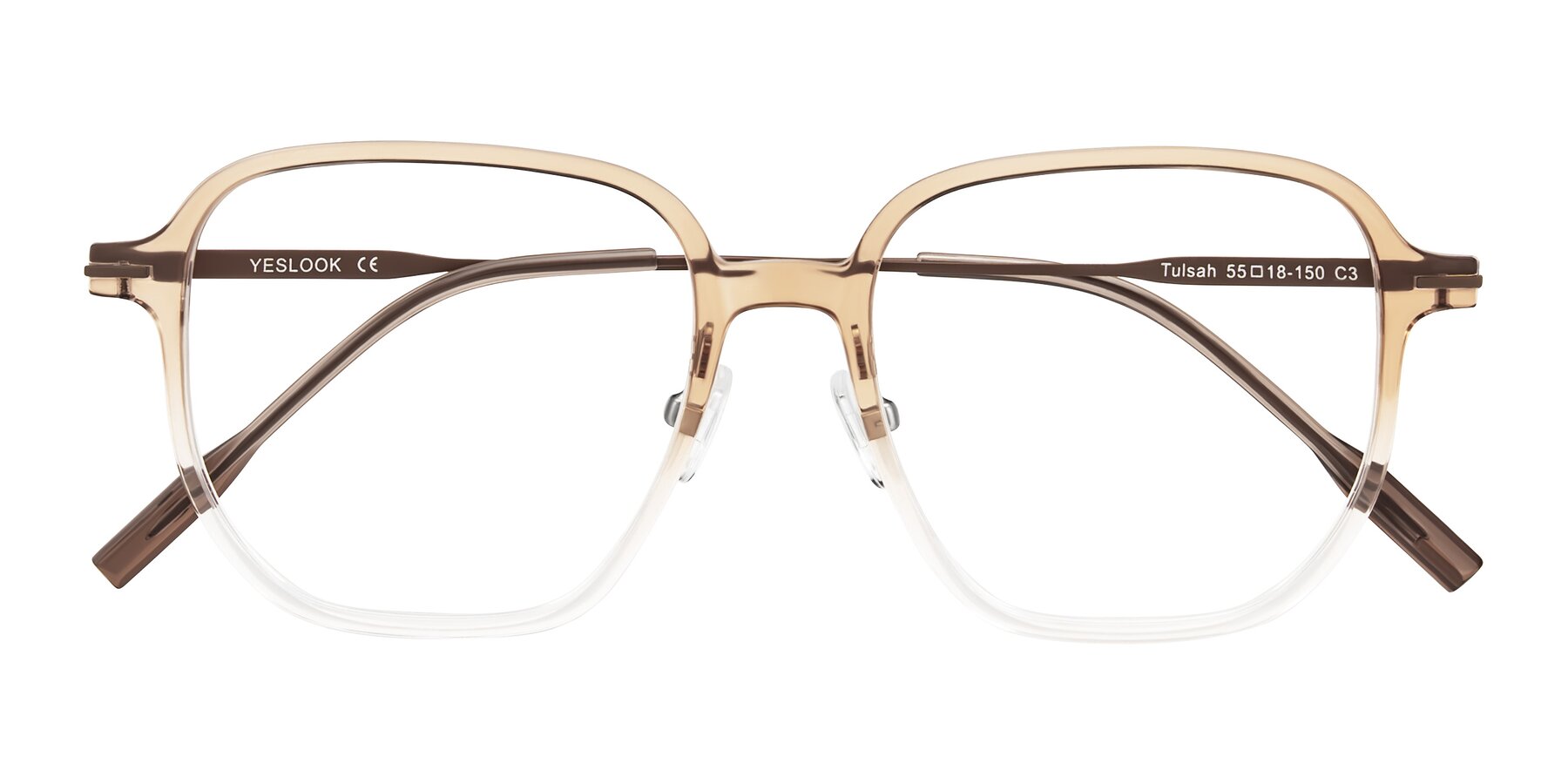 Gradient Light Brown/Clear Lightweight TR90 Square Eyeglasses - Tulsah