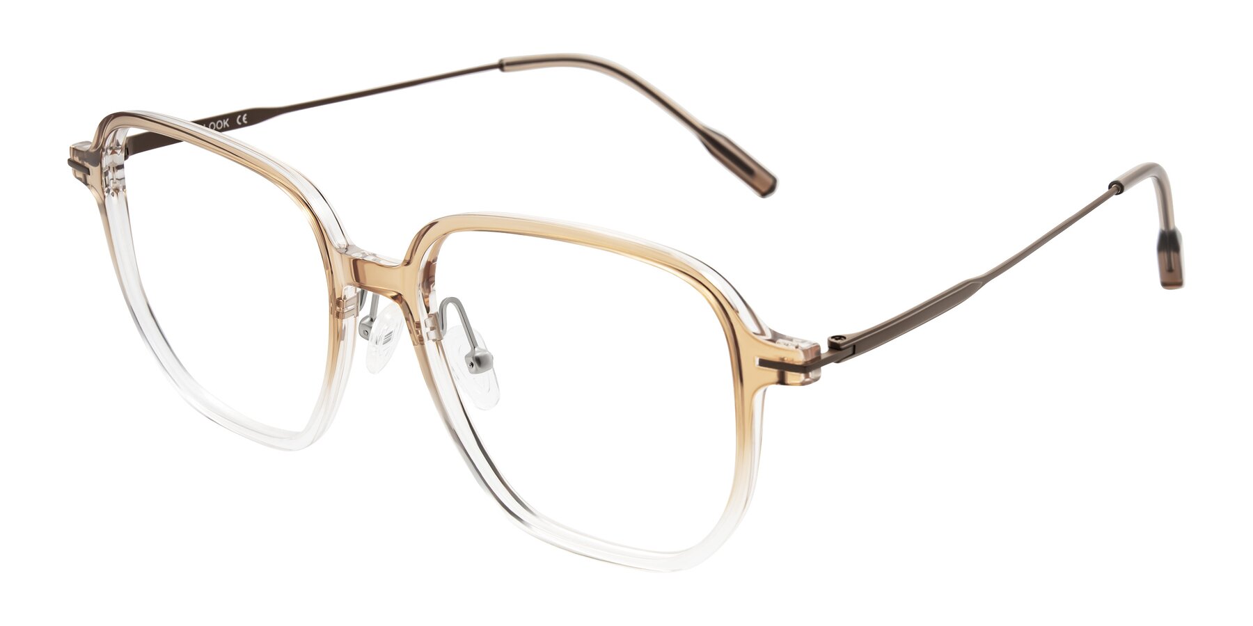 Angle of Tulsah in Gradient Light Brown/Clear with Clear Eyeglass Lenses