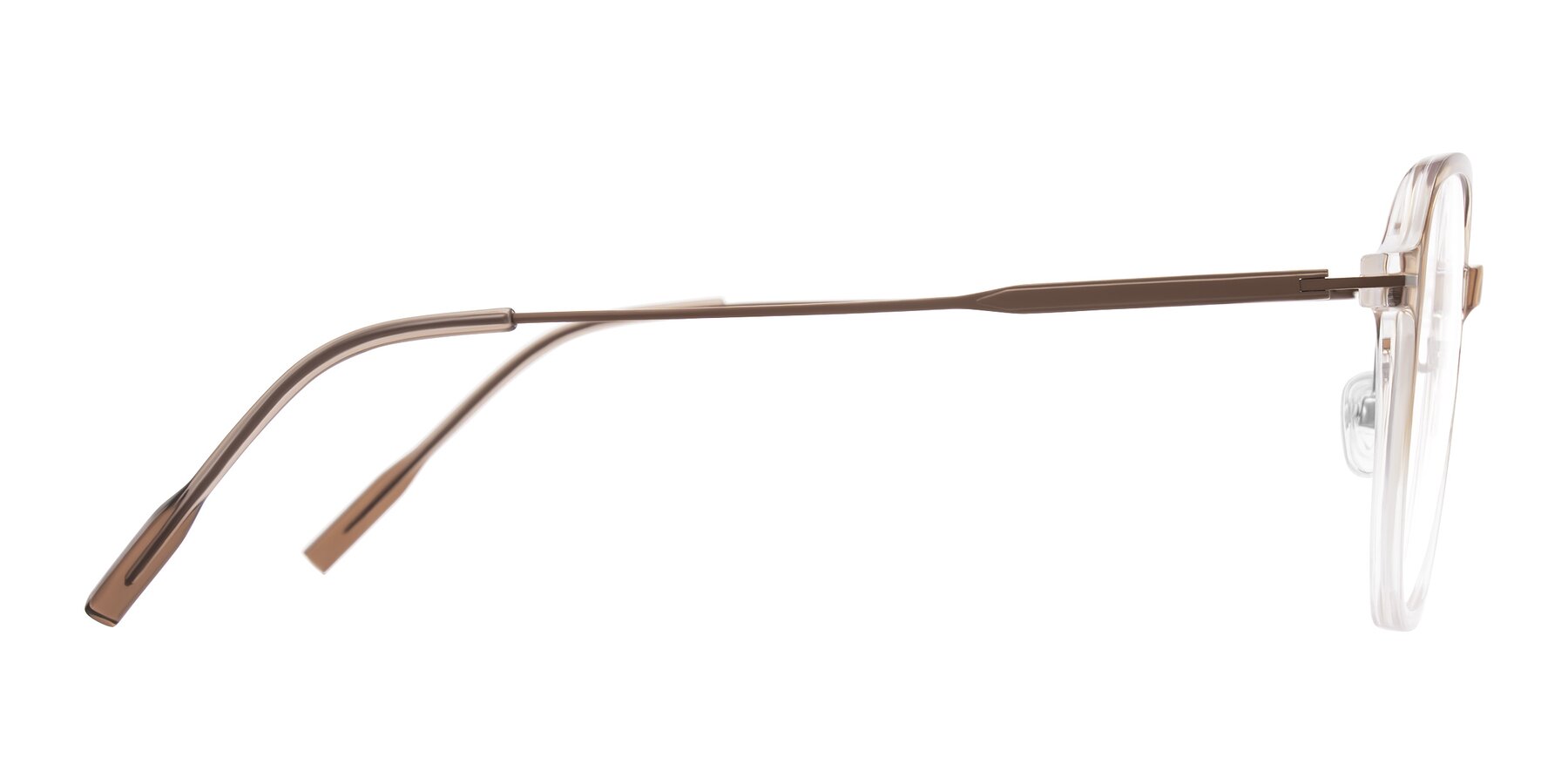 Side of Tulsah in Gradient Light Brown/Clear with Clear Eyeglass Lenses
