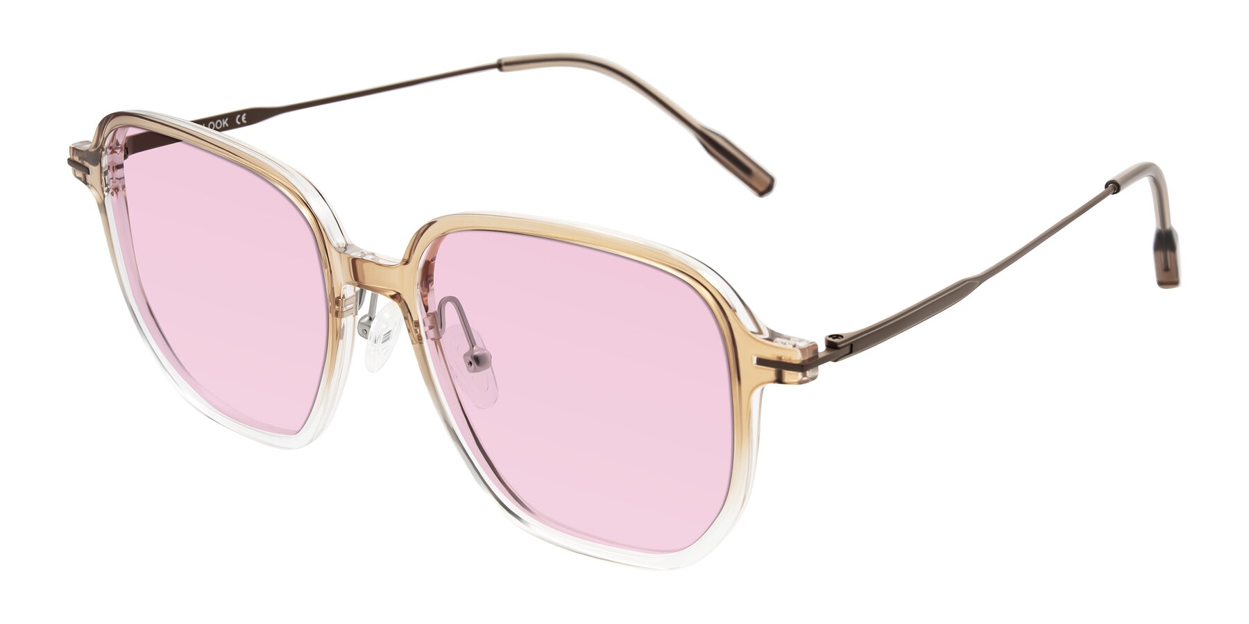 Angle of Tulsah in Gradient Light Brown/Clear with Light Pink Tinted Lenses