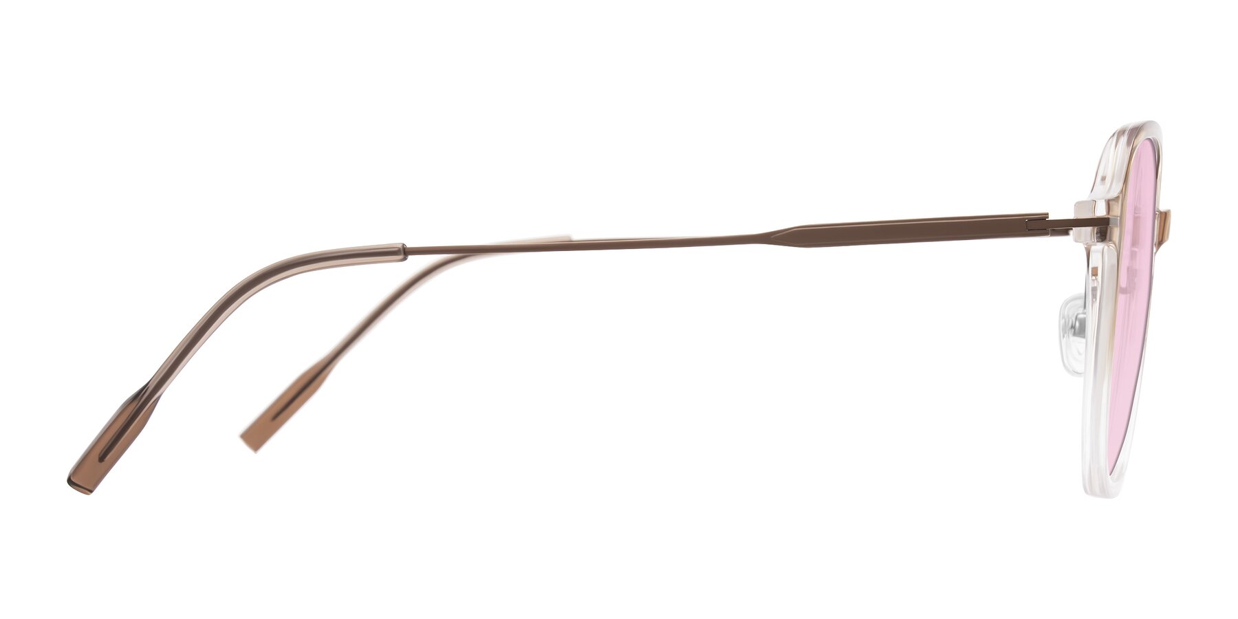Side of Tulsah in Gradient Light Brown/Clear with Light Pink Tinted Lenses