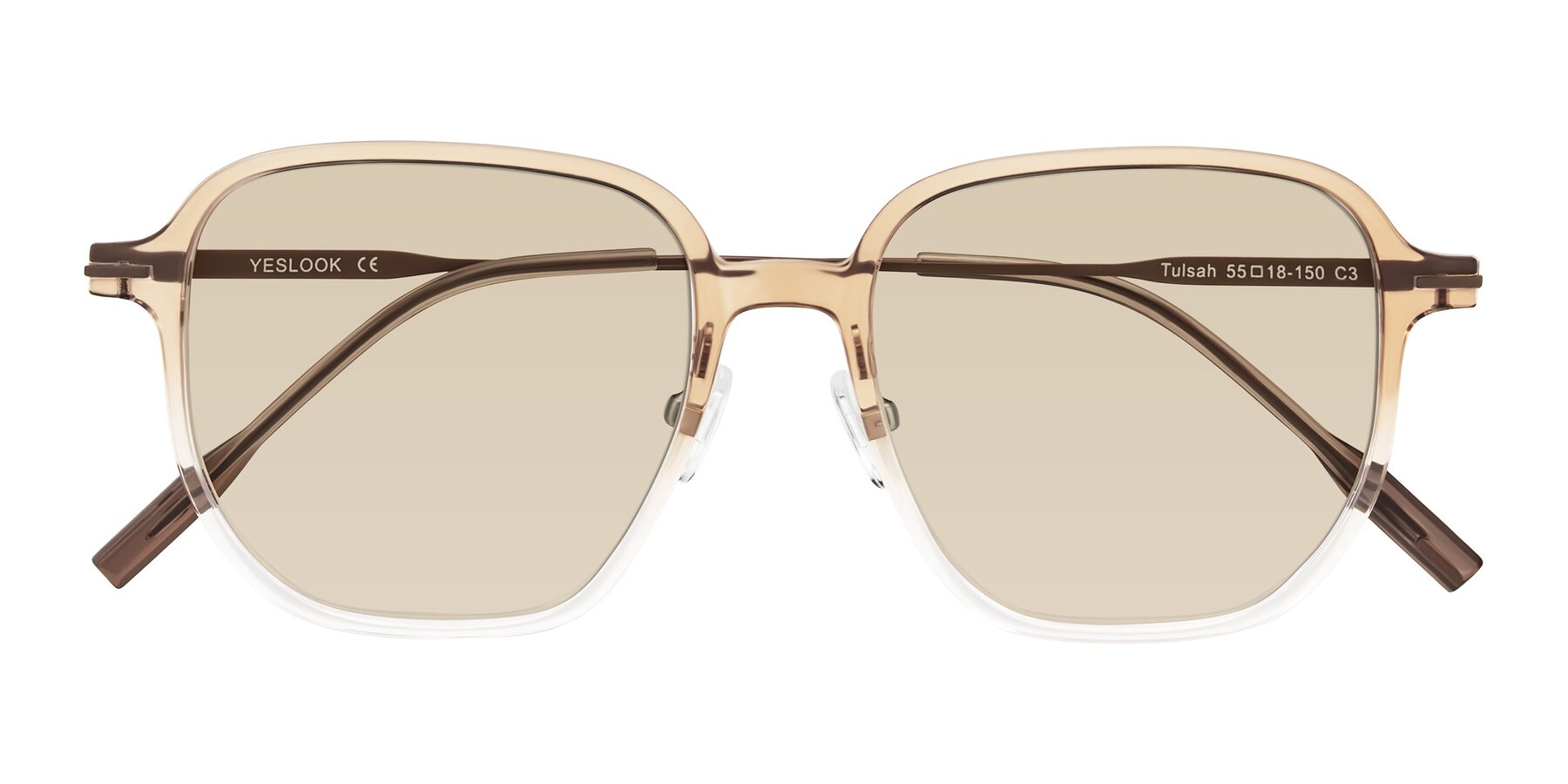Folded Front of Tulsah in Gradient Light Brown/Clear with Light Brown Tinted Lenses
