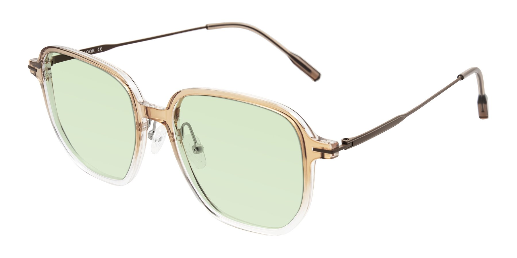 Angle of Tulsah in Gradient Light Brown/Clear with Light Green Tinted Lenses
