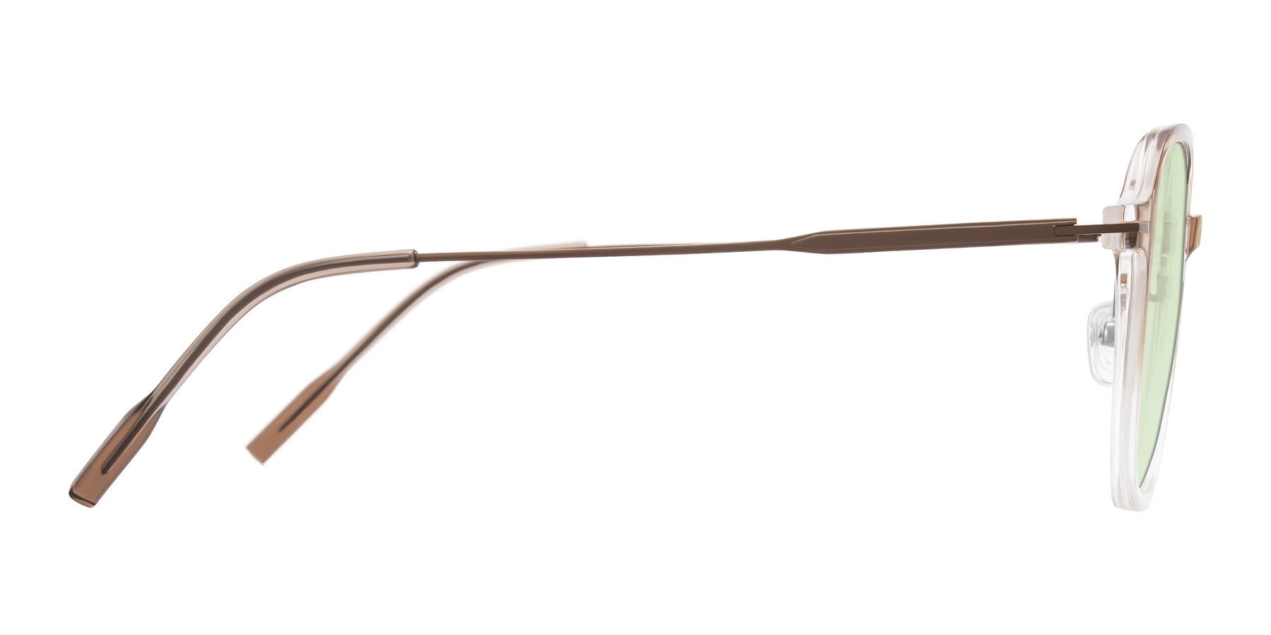 Side of Tulsah in Gradient Light Brown/Clear with Light Green Tinted Lenses