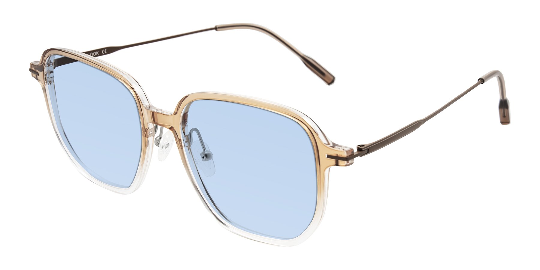 Angle of Tulsah in Gradient Light Brown/Clear with Light Blue Tinted Lenses