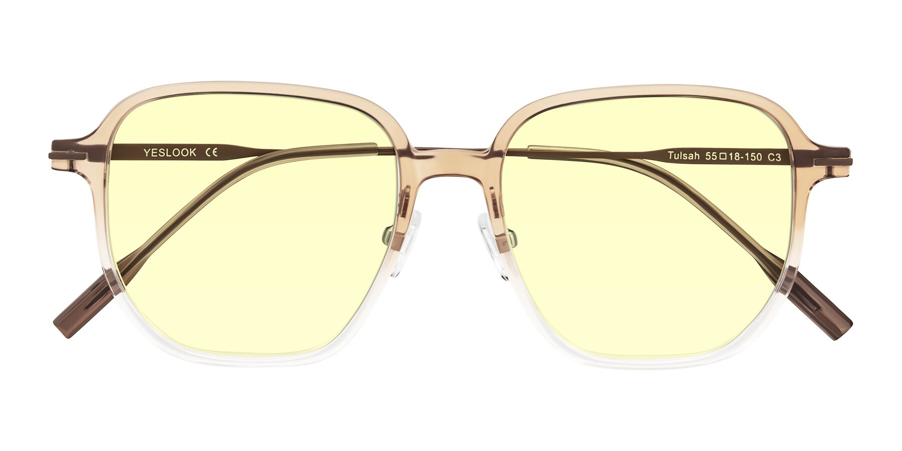 Folded Front of Tulsah in Gradient Light Brown/Clear with Light Yellow Tinted Lenses