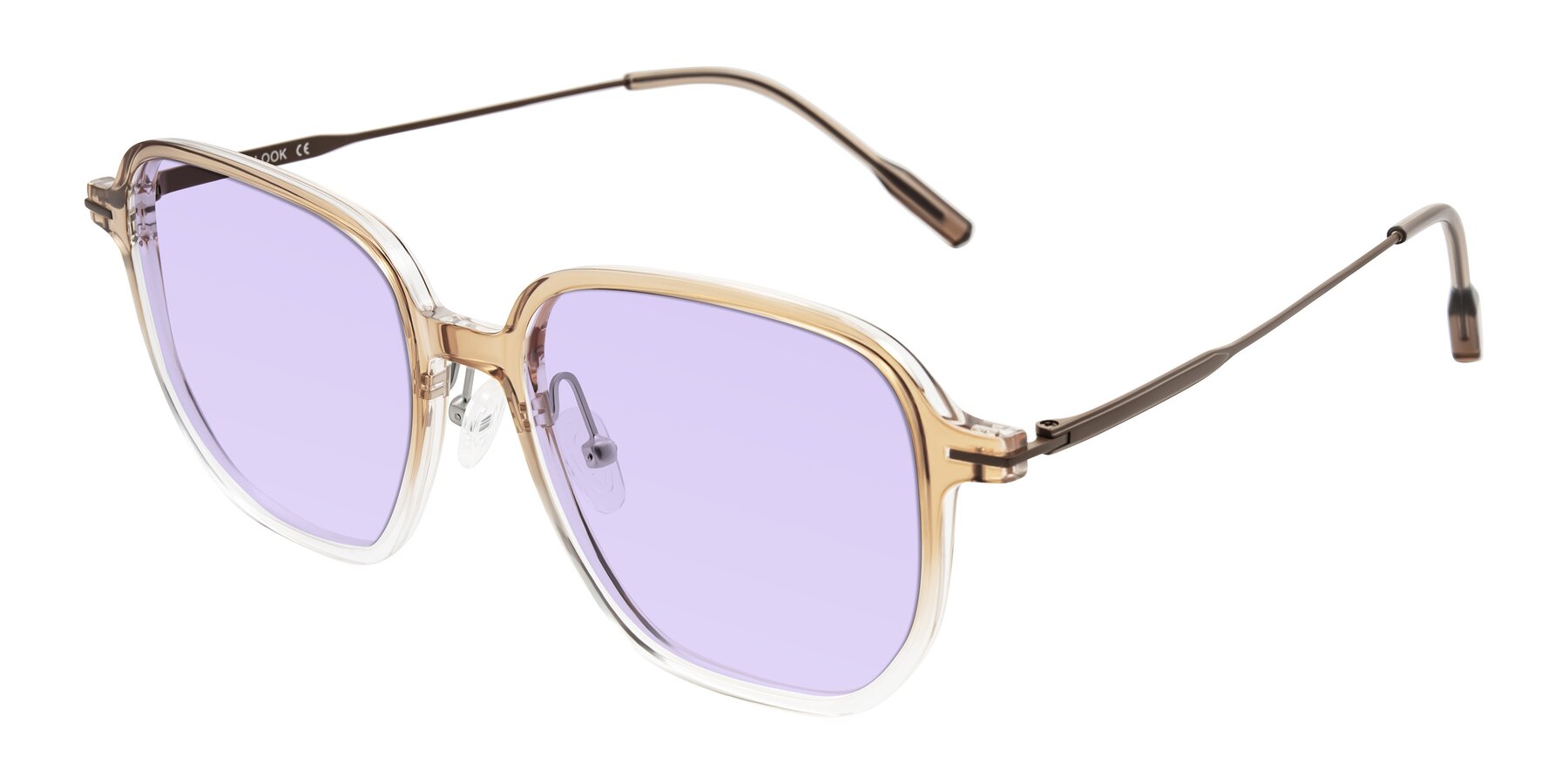Angle of Tulsah in Gradient Light Brown/Clear with Light Purple Tinted Lenses