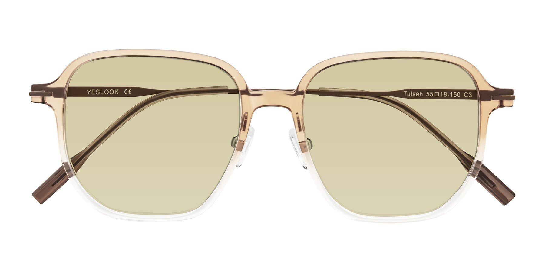 Folded Front of Tulsah in Gradient Light Brown/Clear with Light Champagne Tinted Lenses