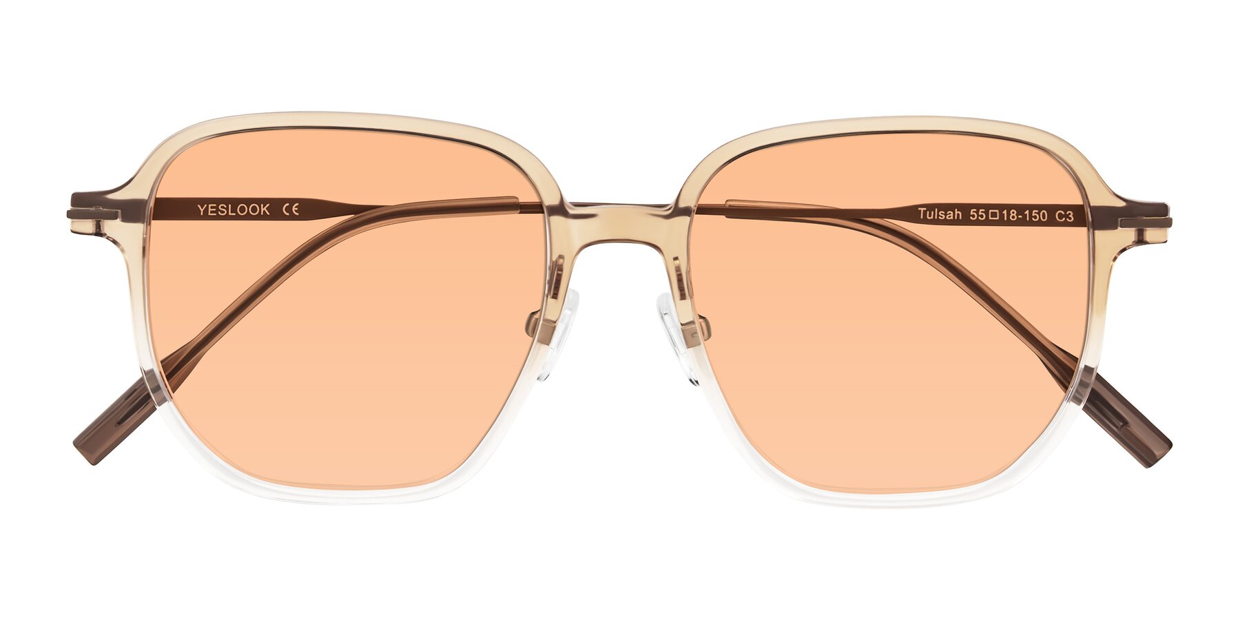 Folded Front of Tulsah in Gradient Light Brown/Clear with Light Orange Tinted Lenses