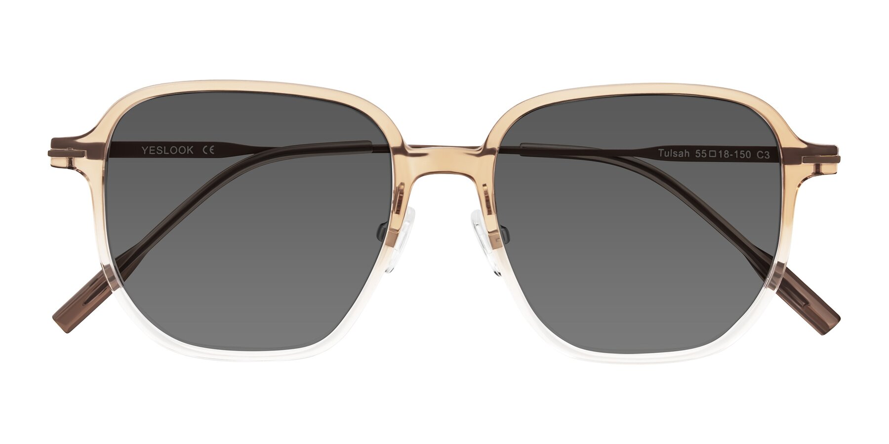 Folded Front of Tulsah in Gradient Light Brown/Clear with Medium Gray Tinted Lenses
