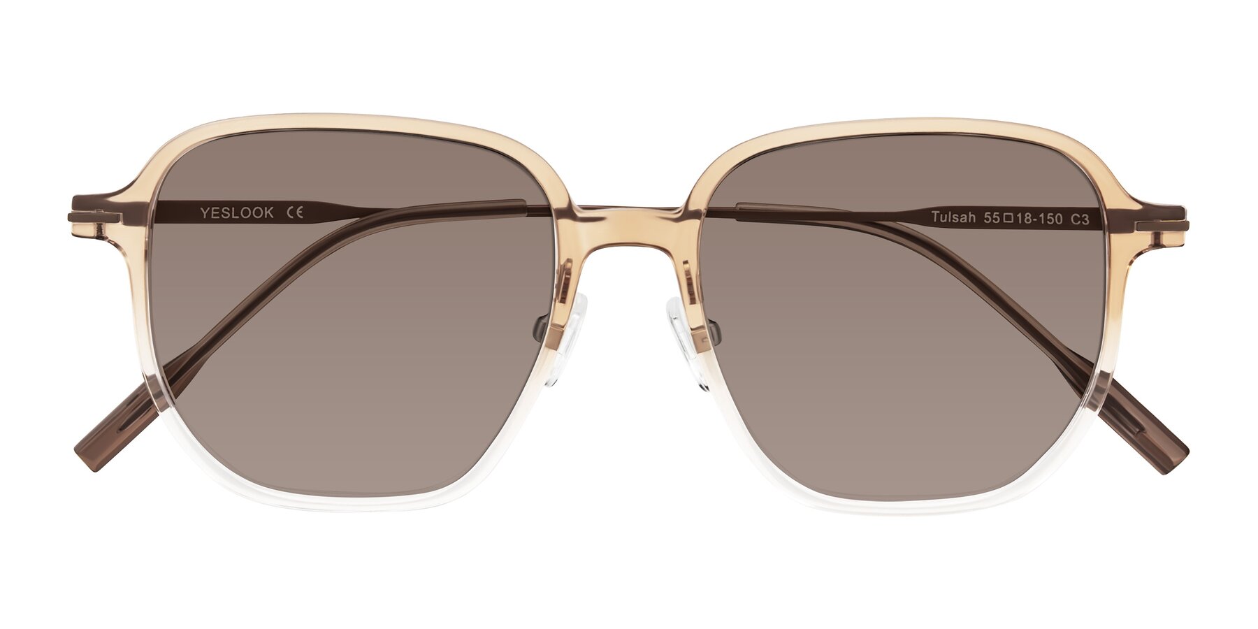 Folded Front of Tulsah in Gradient Light Brown/Clear with Medium Brown Tinted Lenses