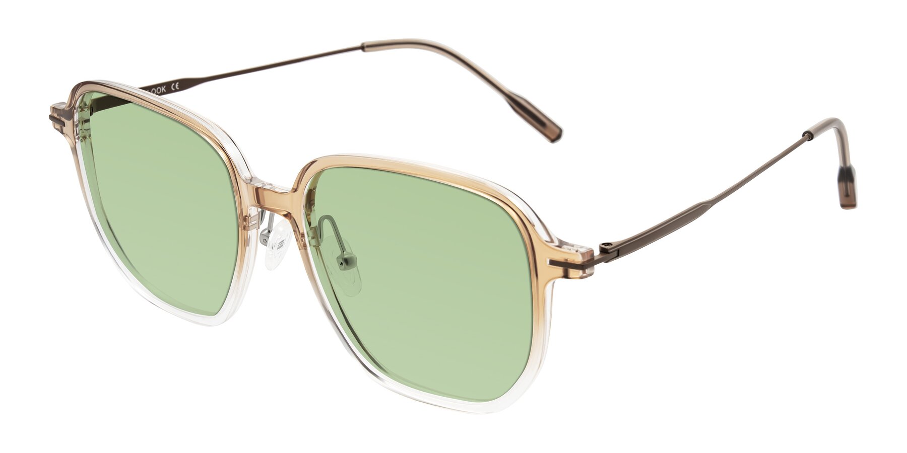 Angle of Tulsah in Gradient Light Brown/Clear with Medium Green Tinted Lenses