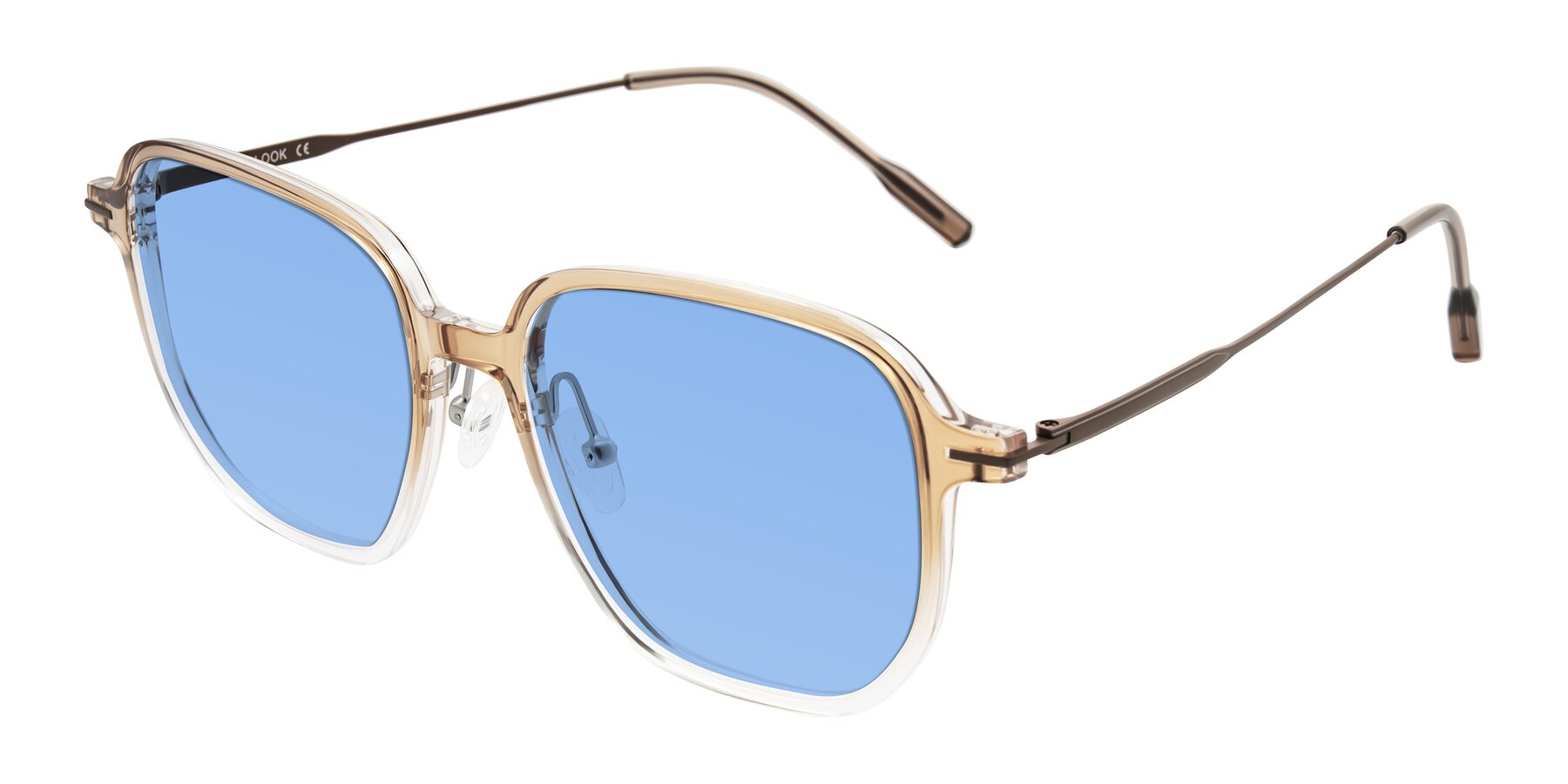 Angle of Tulsah in Gradient Light Brown/Clear with Medium Blue Tinted Lenses