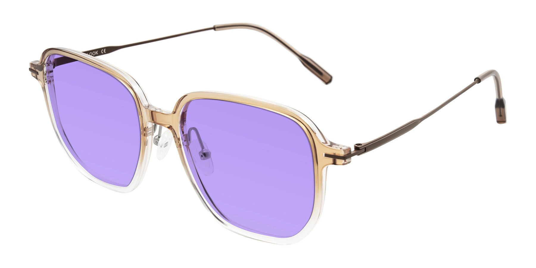 Angle of Tulsah in Gradient Light Brown/Clear with Medium Purple Tinted Lenses