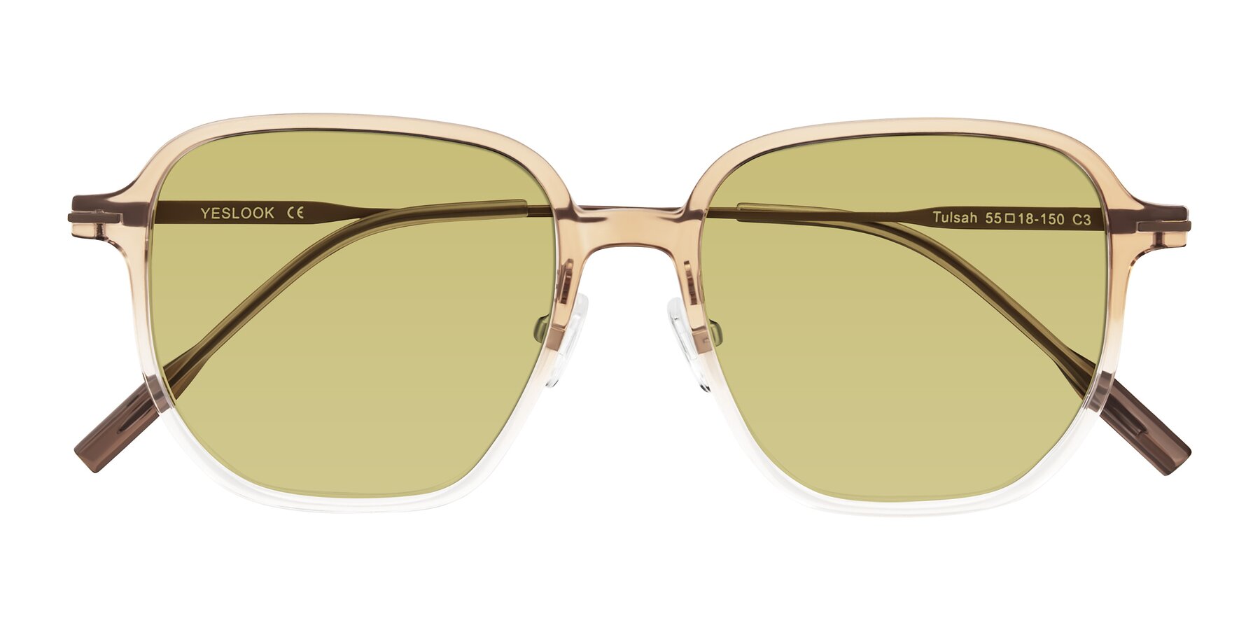 Folded Front of Tulsah in Gradient Light Brown/Clear with Medium Champagne Tinted Lenses