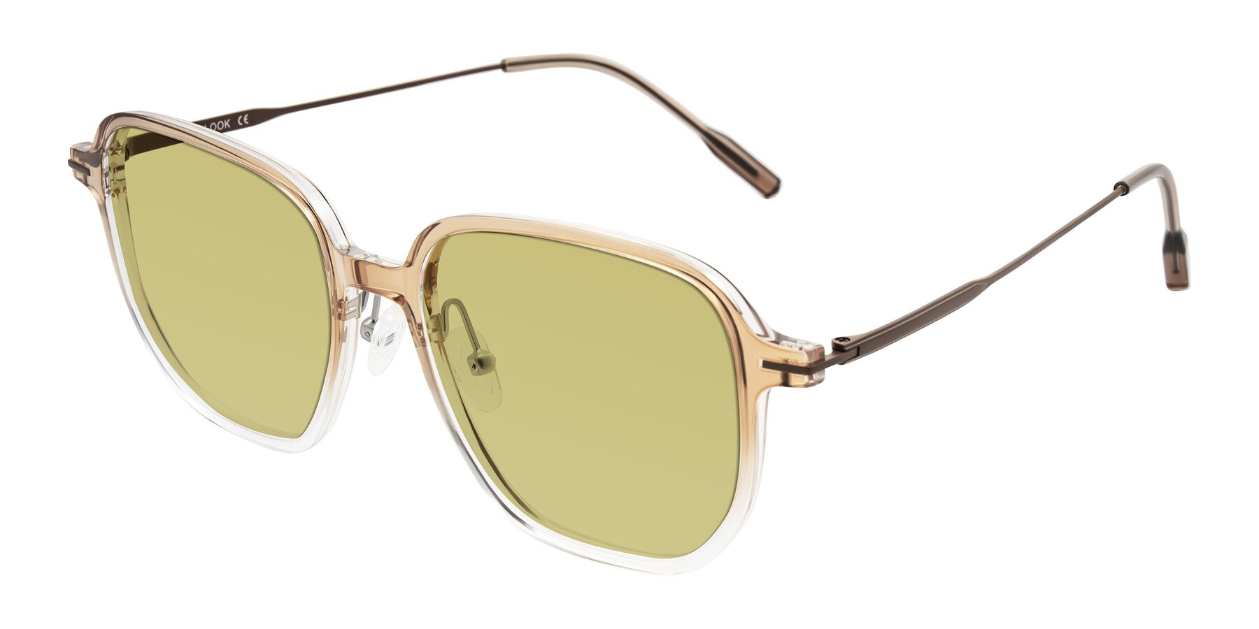Angle of Tulsah in Gradient Light Brown/Clear with Medium Champagne Tinted Lenses