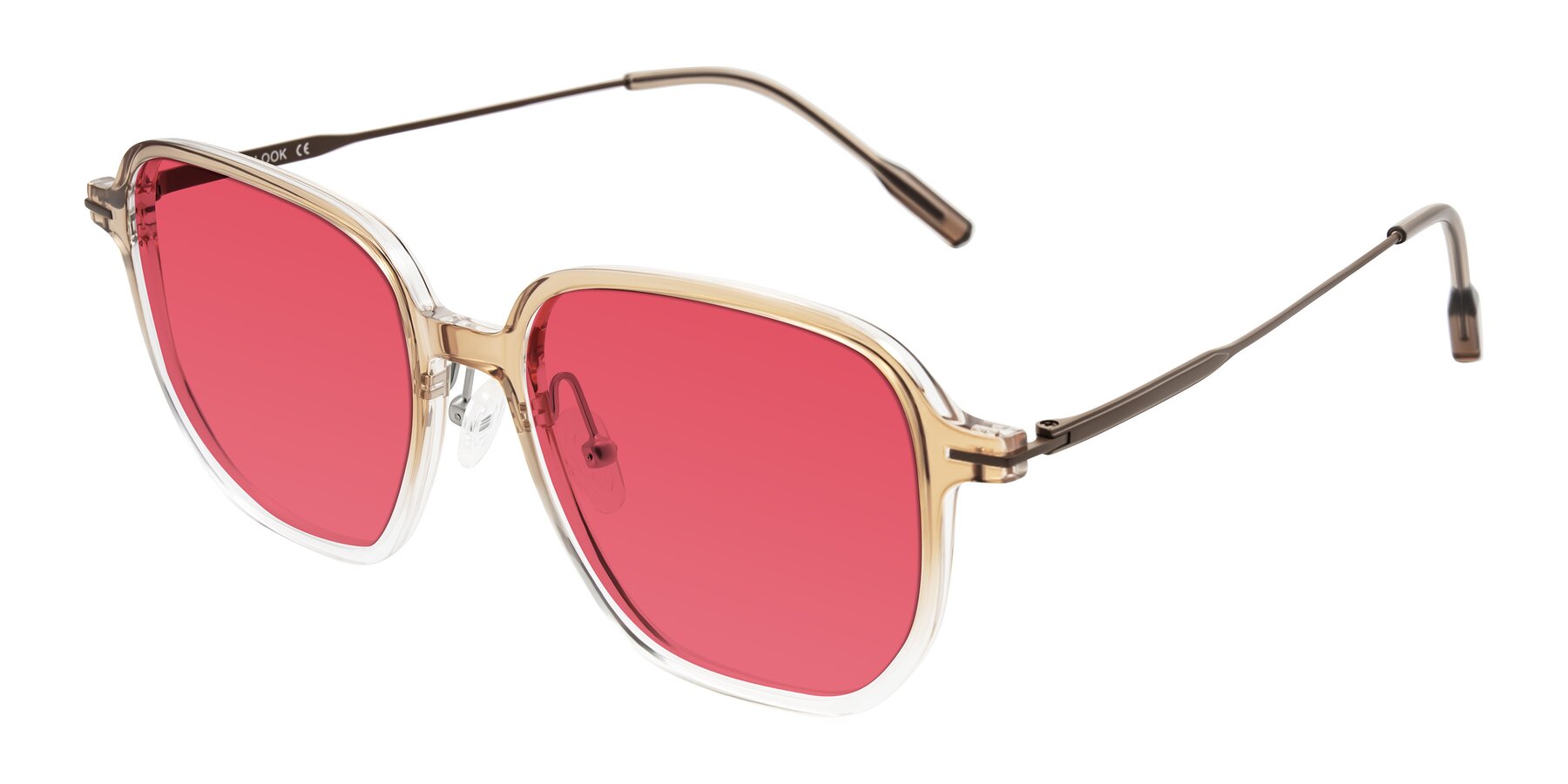 Angle of Tulsah in Gradient Light Brown/Clear with Red Tinted Lenses