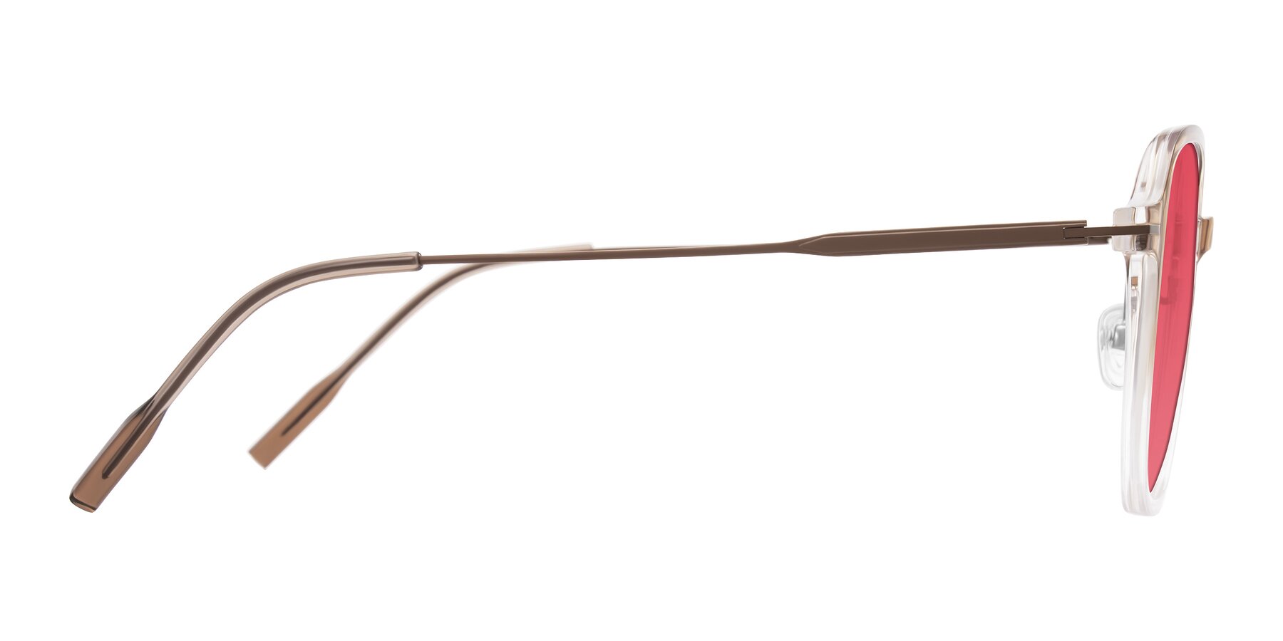 Side of Tulsah in Gradient Light Brown/Clear with Red Tinted Lenses