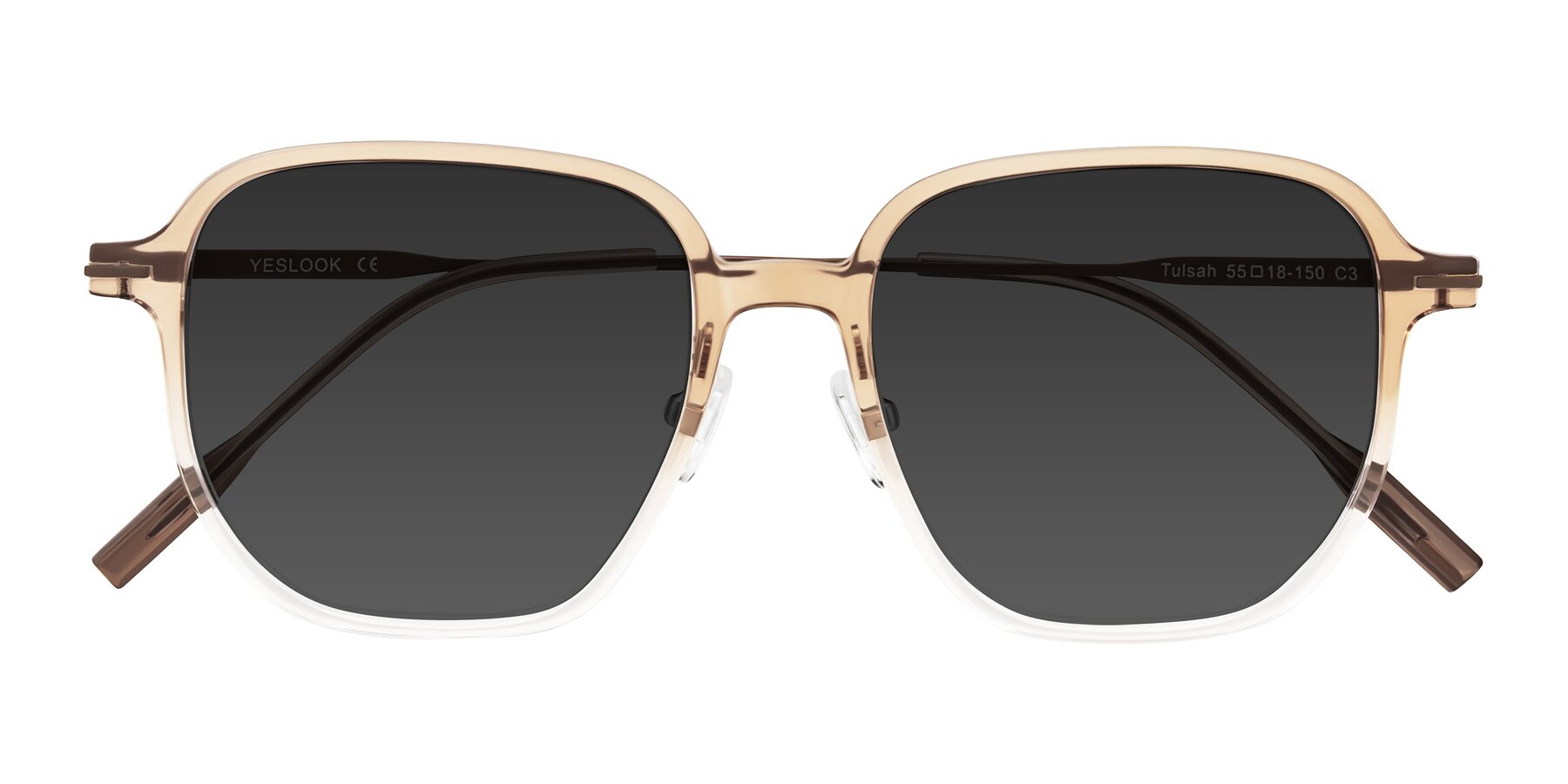 Folded Front of Tulsah in Gradient Light Brown/Clear with Gray Tinted Lenses
