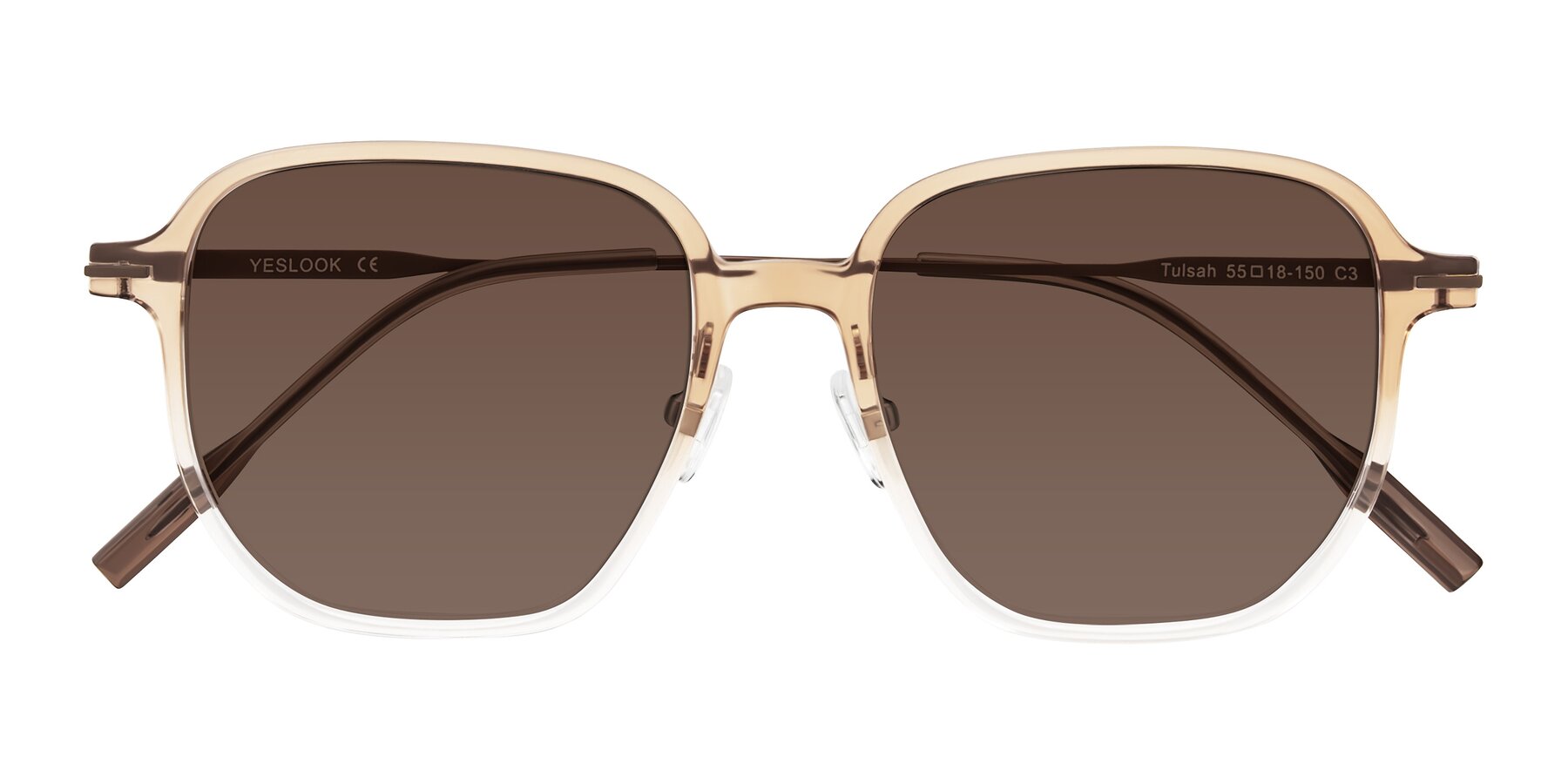 Folded Front of Tulsah in Gradient Light Brown/Clear with Brown Tinted Lenses