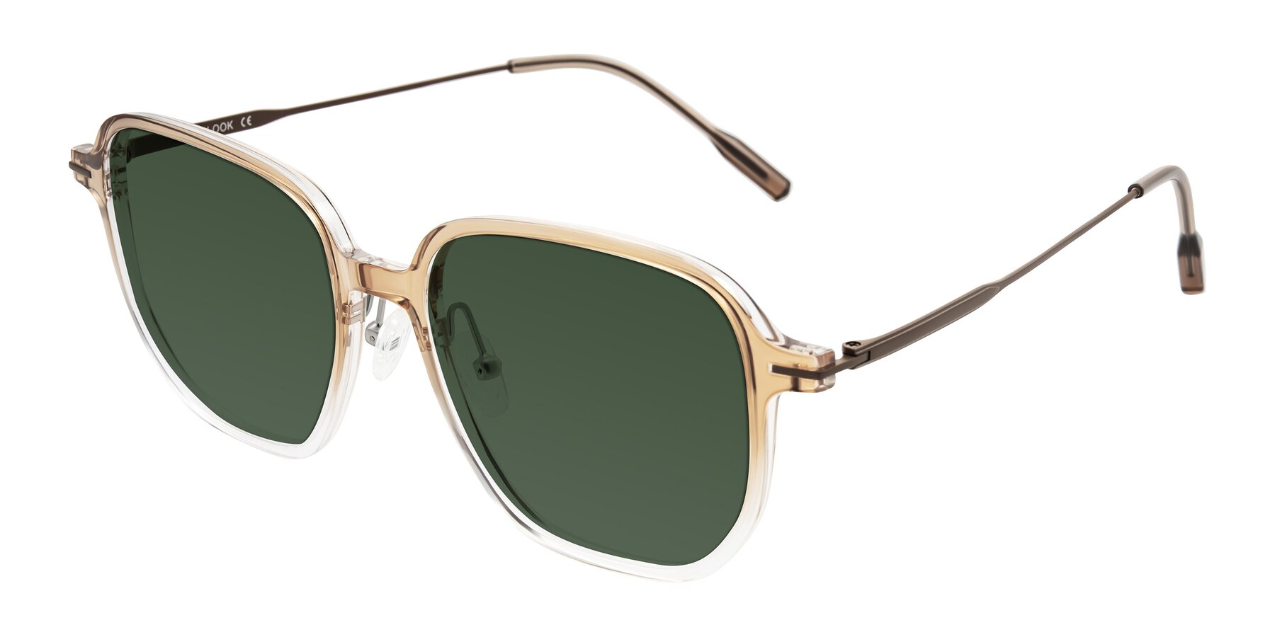 Angle of Tulsah in Gradient Light Brown/Clear with Green Tinted Lenses