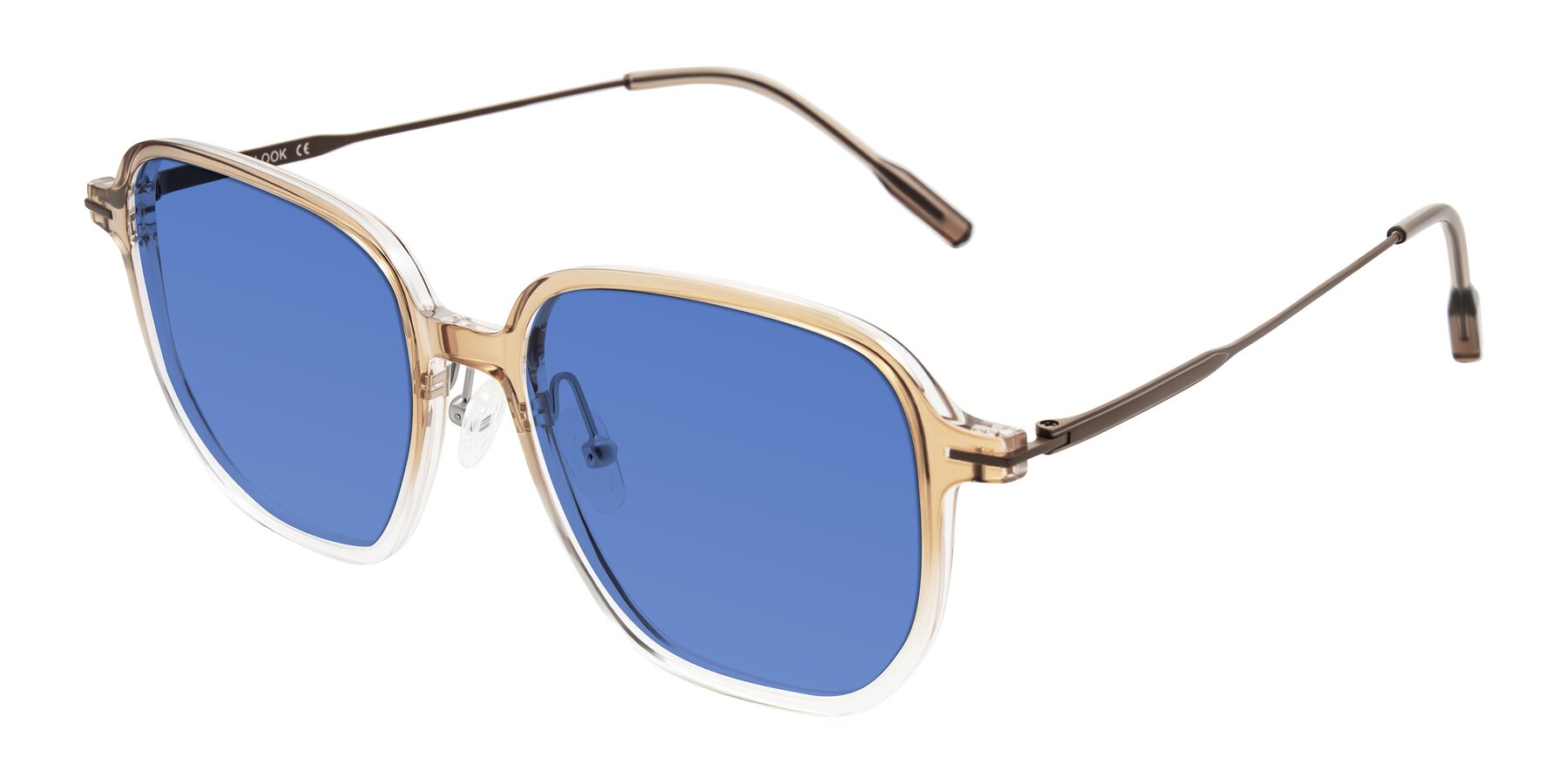 Angle of Tulsah in Gradient Light Brown/Clear with Blue Tinted Lenses