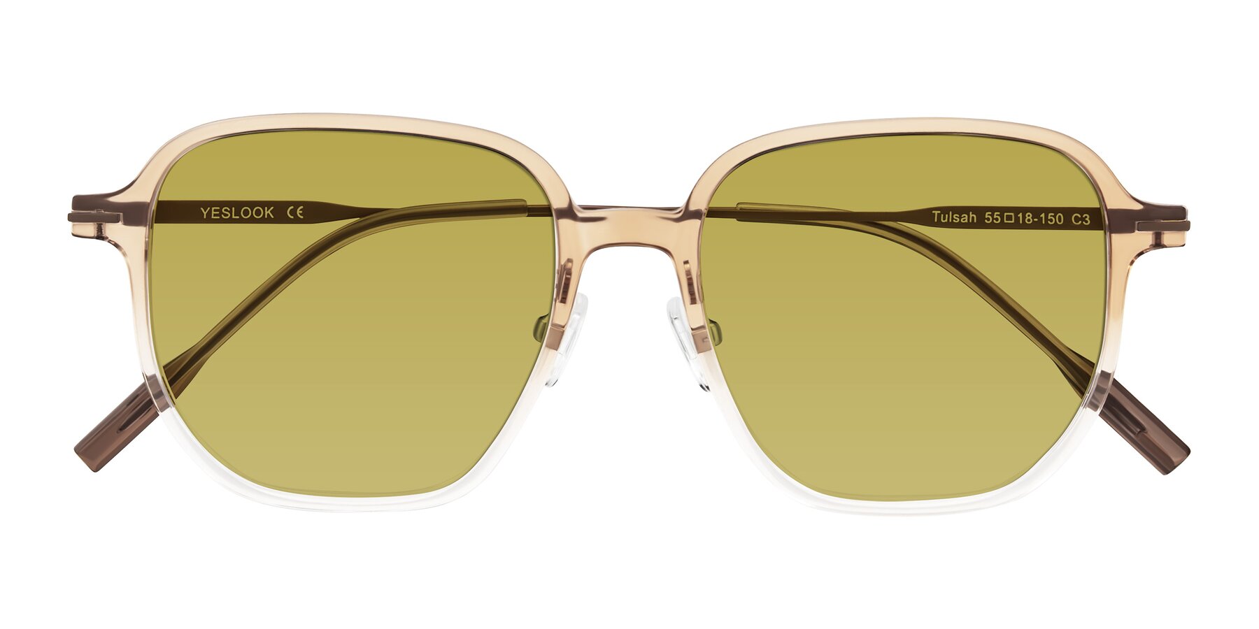 Folded Front of Tulsah in Gradient Light Brown/Clear with Champagne Tinted Lenses