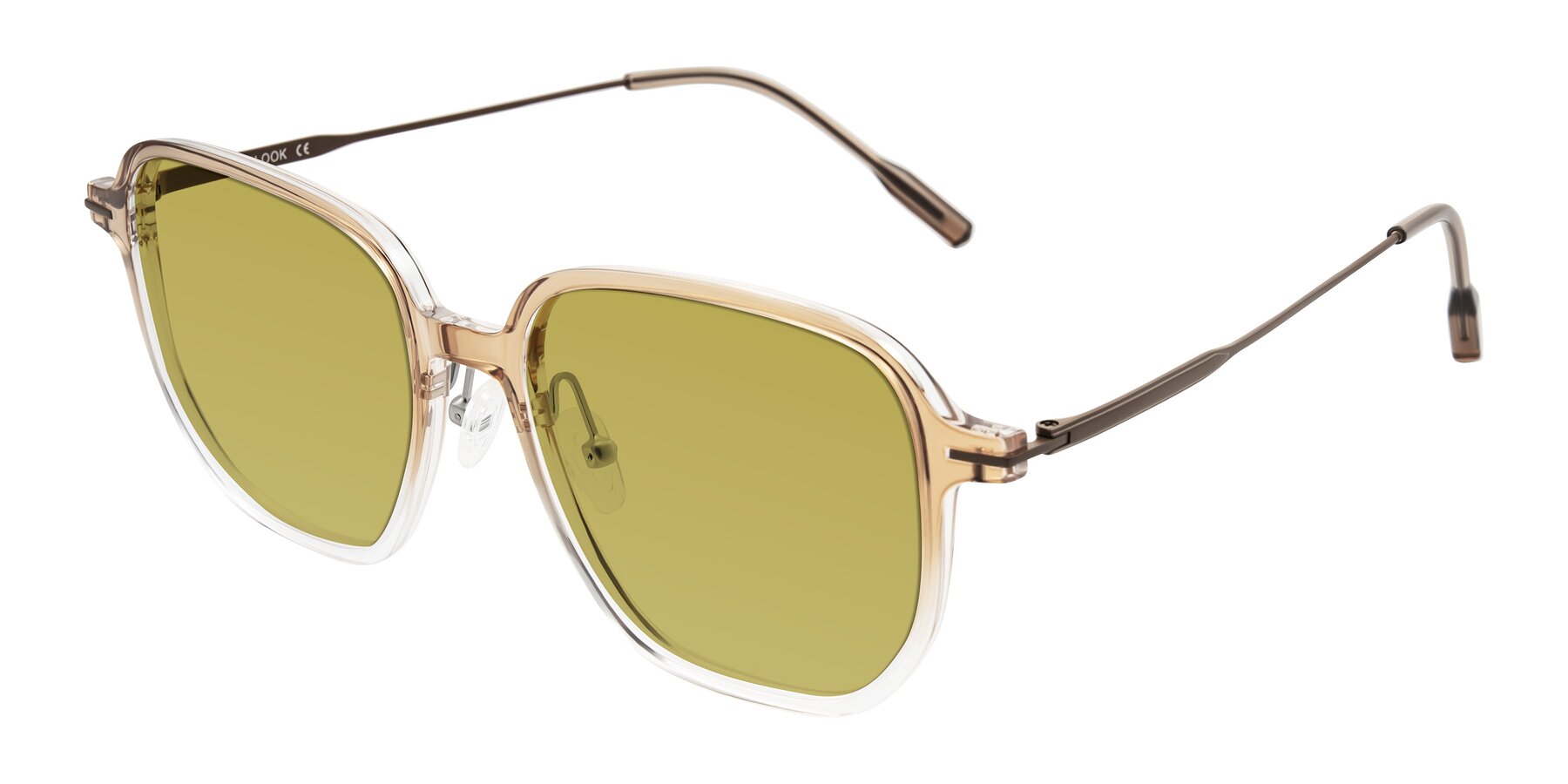 Angle of Tulsah in Gradient Light Brown/Clear with Champagne Tinted Lenses