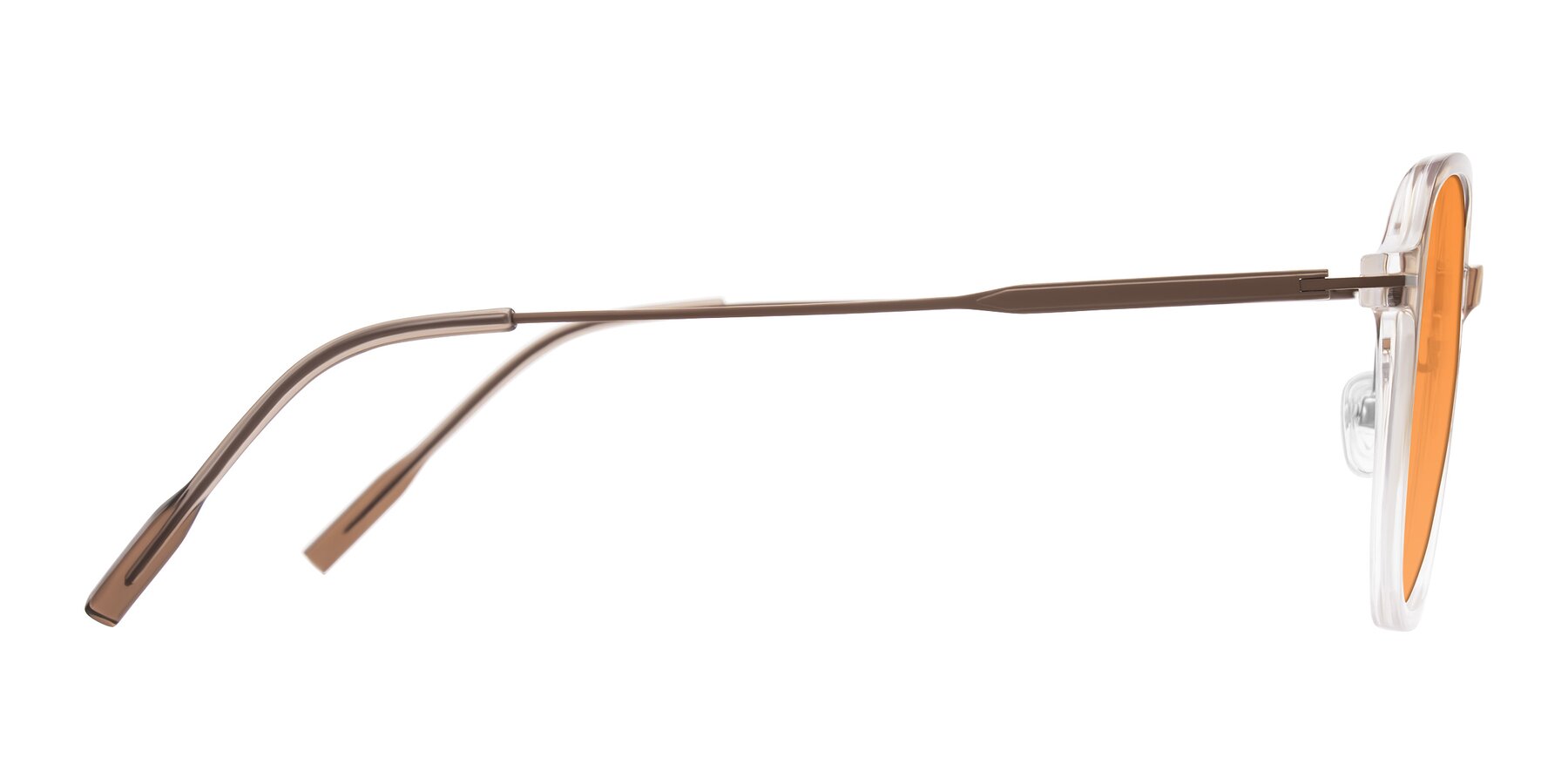 Side of Tulsah in Gradient Light Brown/Clear with Orange Tinted Lenses