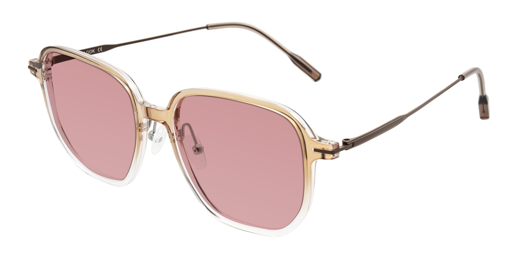 Angle of Tulsah in Gradient Light Brown/Clear with Medium Garnet Tinted Lenses