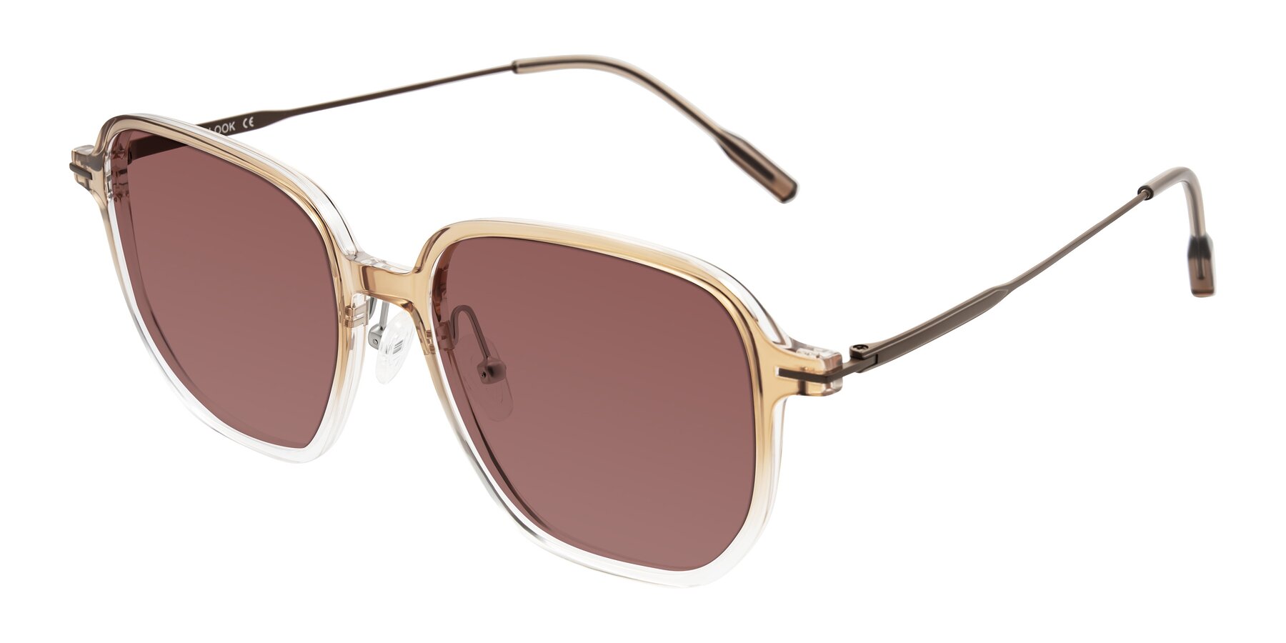 Angle of Tulsah in Gradient Light Brown/Clear with Garnet Tinted Lenses