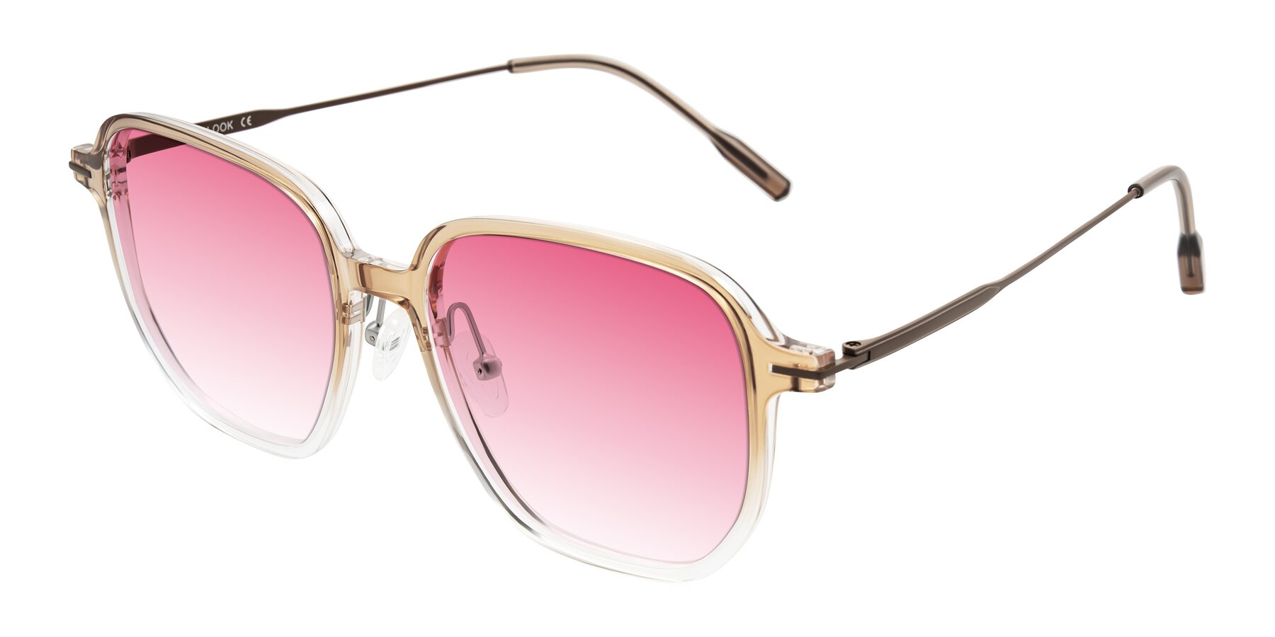 Angle of Tulsah in Gradient Light Brown/Clear with Pink Gradient Lenses