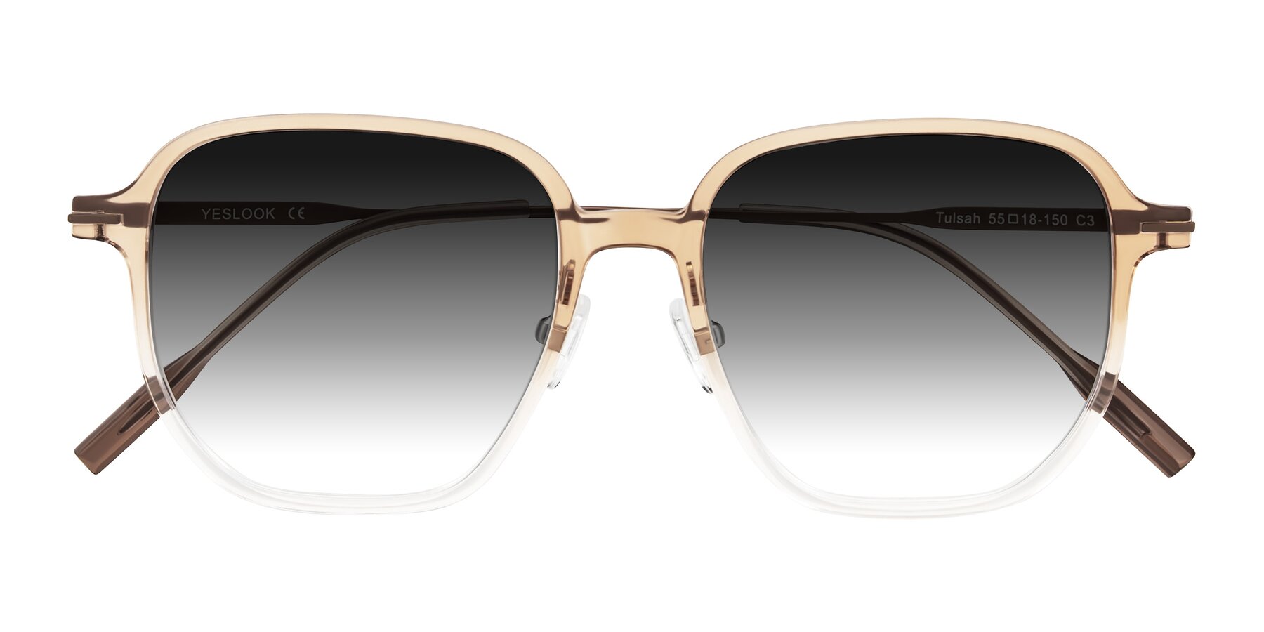 Folded Front of Tulsah in Gradient Light Brown/Clear with Gray Gradient Lenses